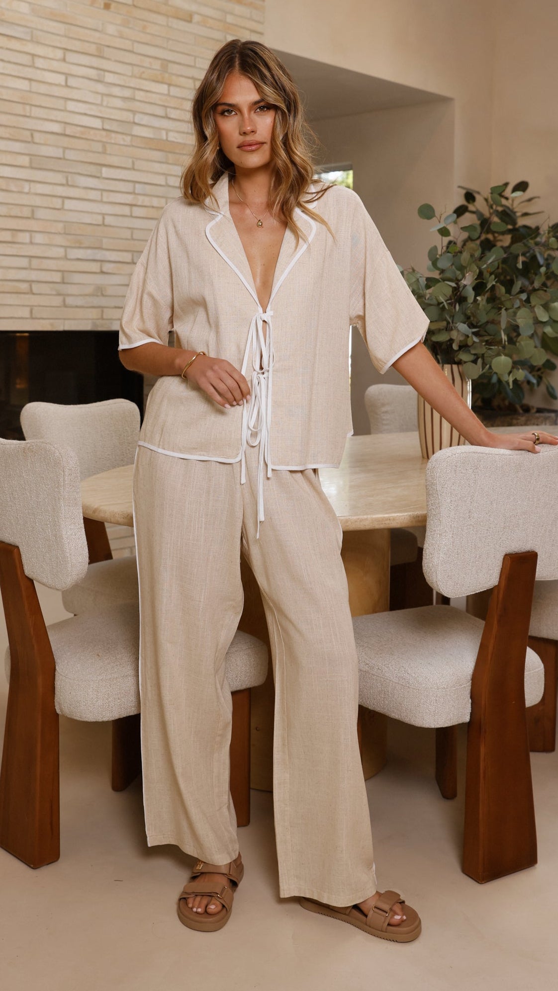 Hartley Pants - Beige / White - Billy J