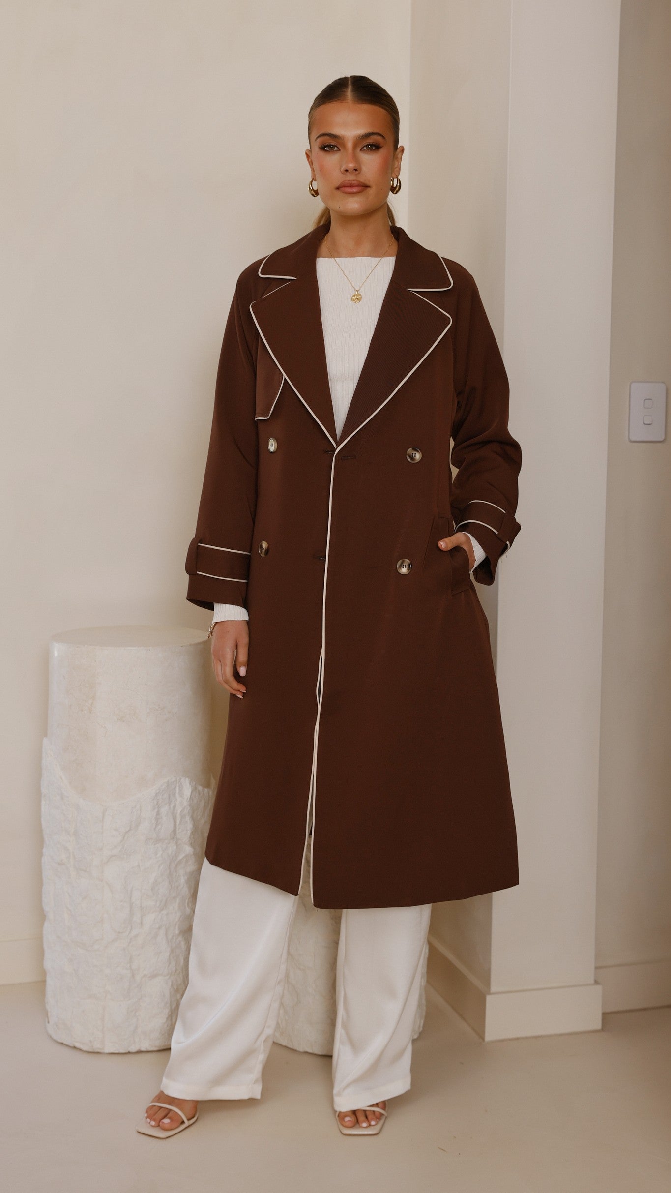 Blanca Trench Coat - Espresso - Billy J