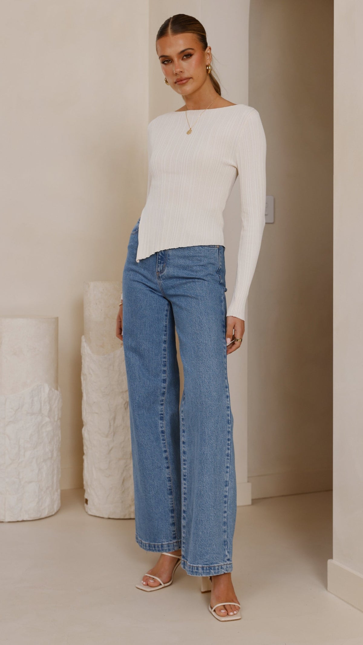 Isla Long Sleeve Top - Cream - Billy J