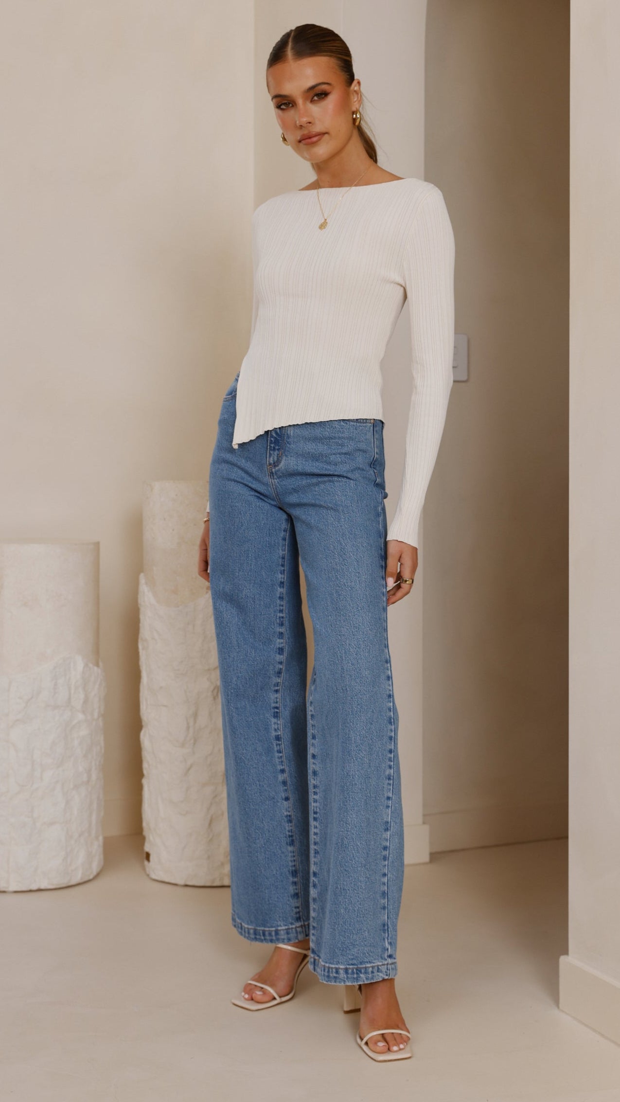 Isla Long Sleeve Top - Cream - Billy J