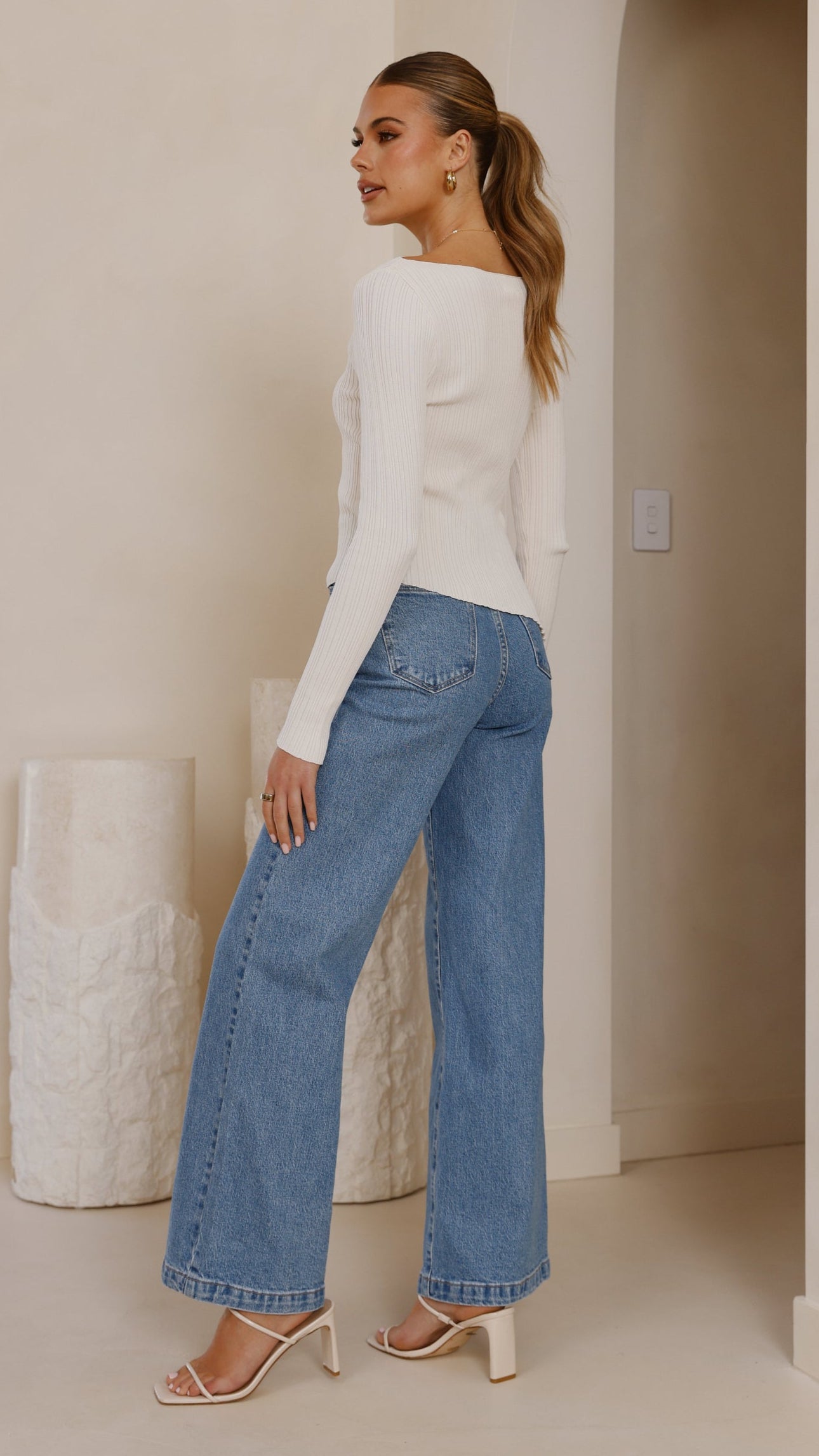 Isla Long Sleeve Top - Cream - Billy J