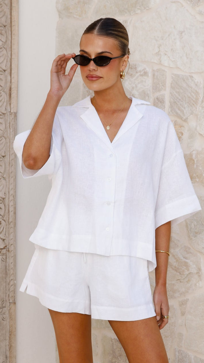 Luna Button Up Shirt - White - Billy J