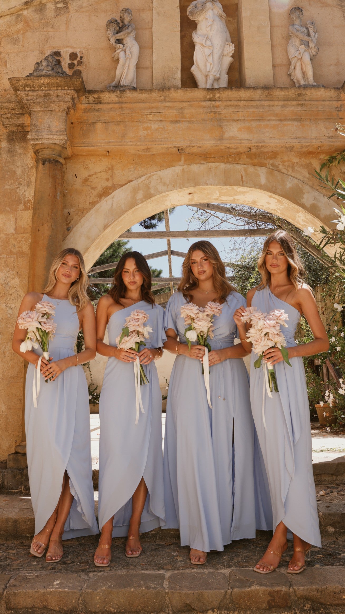 Emma One Sleeve Maxi Dress - Blue - Billy J