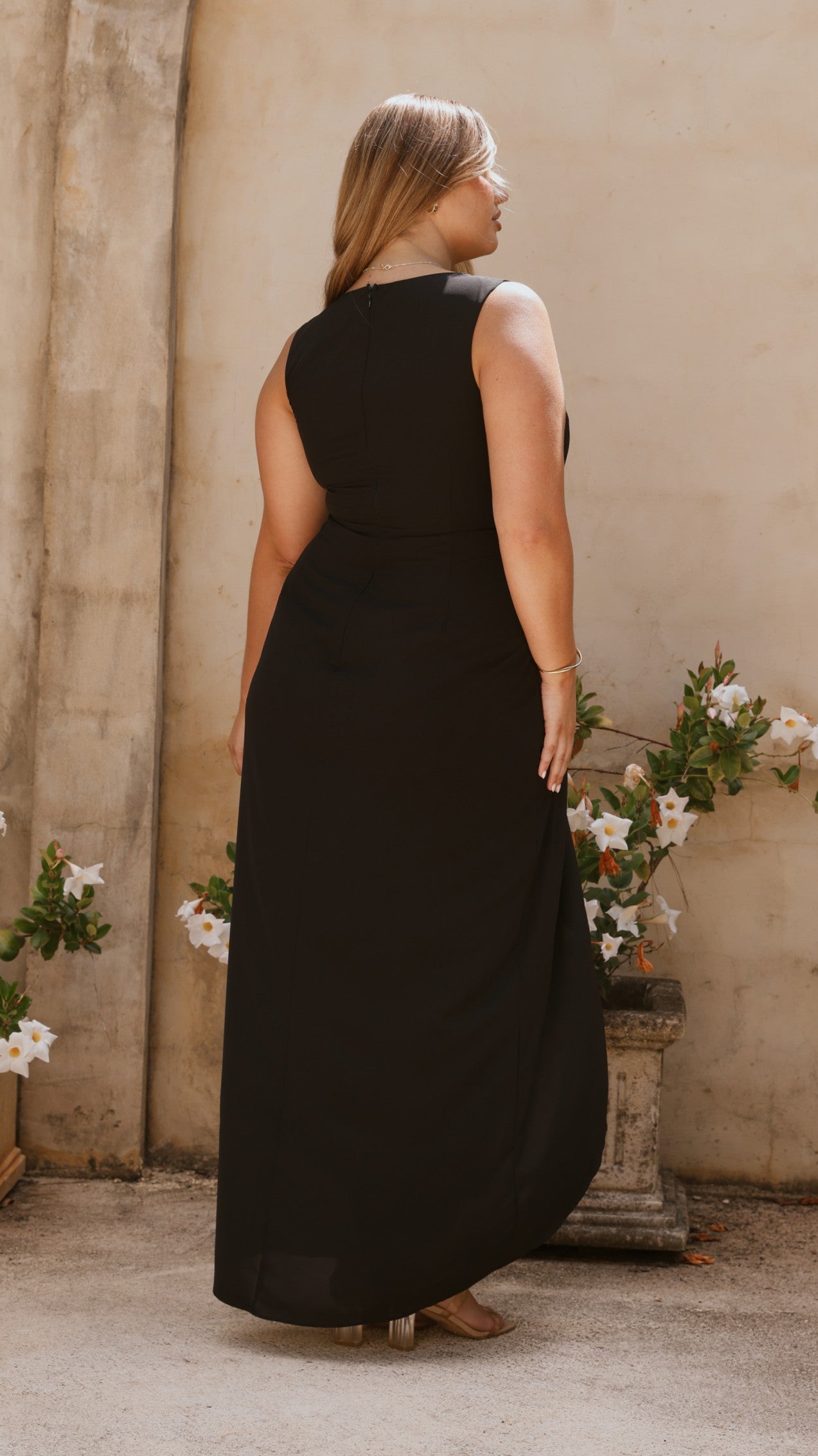 Pamela V Neck Maxi Dress - Black - Billy J