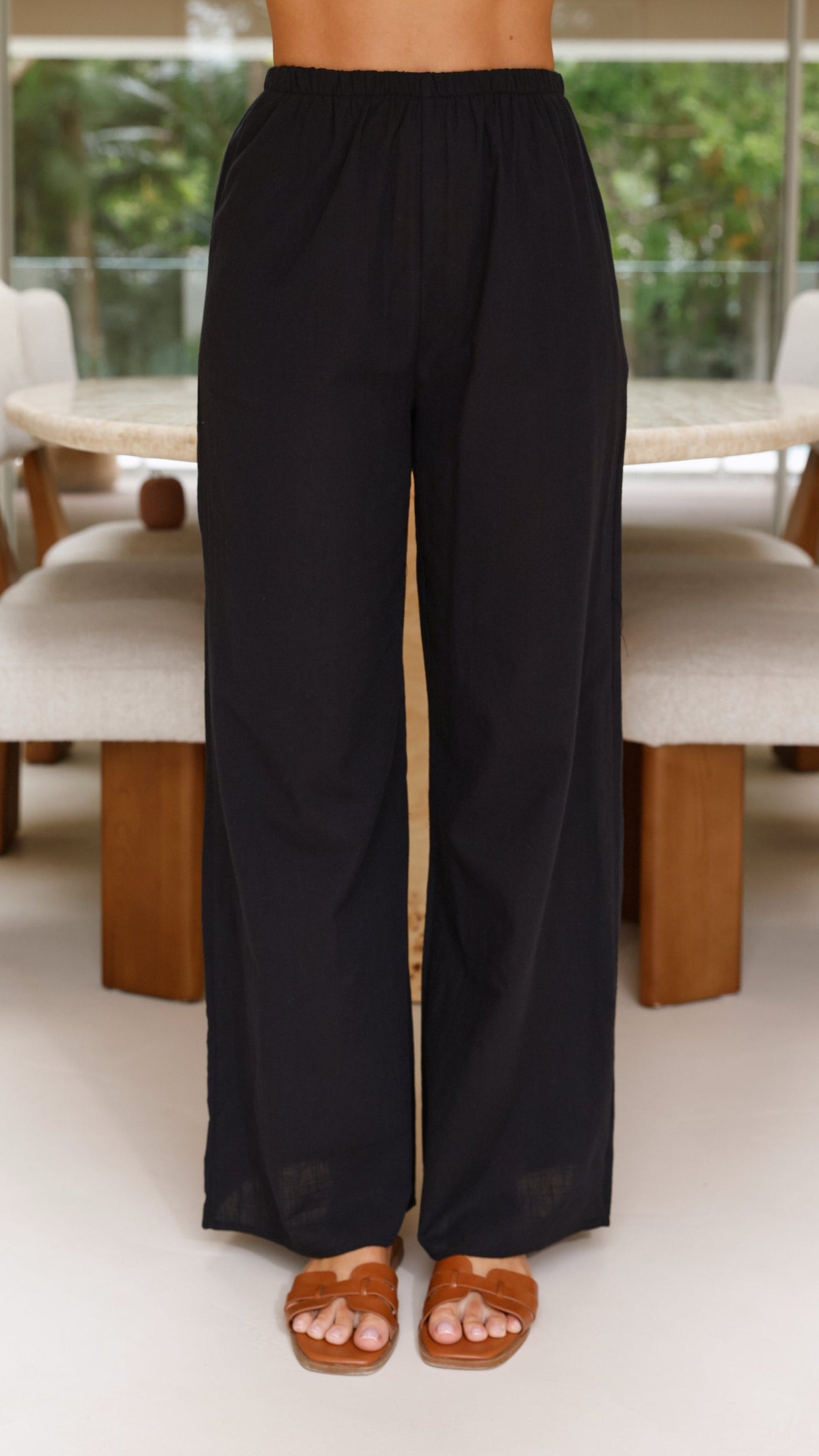 Sharni Strapless Pleat Top and Pants Set - Black - Billy J
