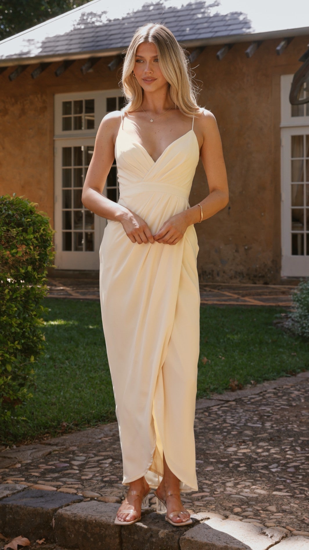 Charlotte Draped Maxi Dress - Yellow - Billy J