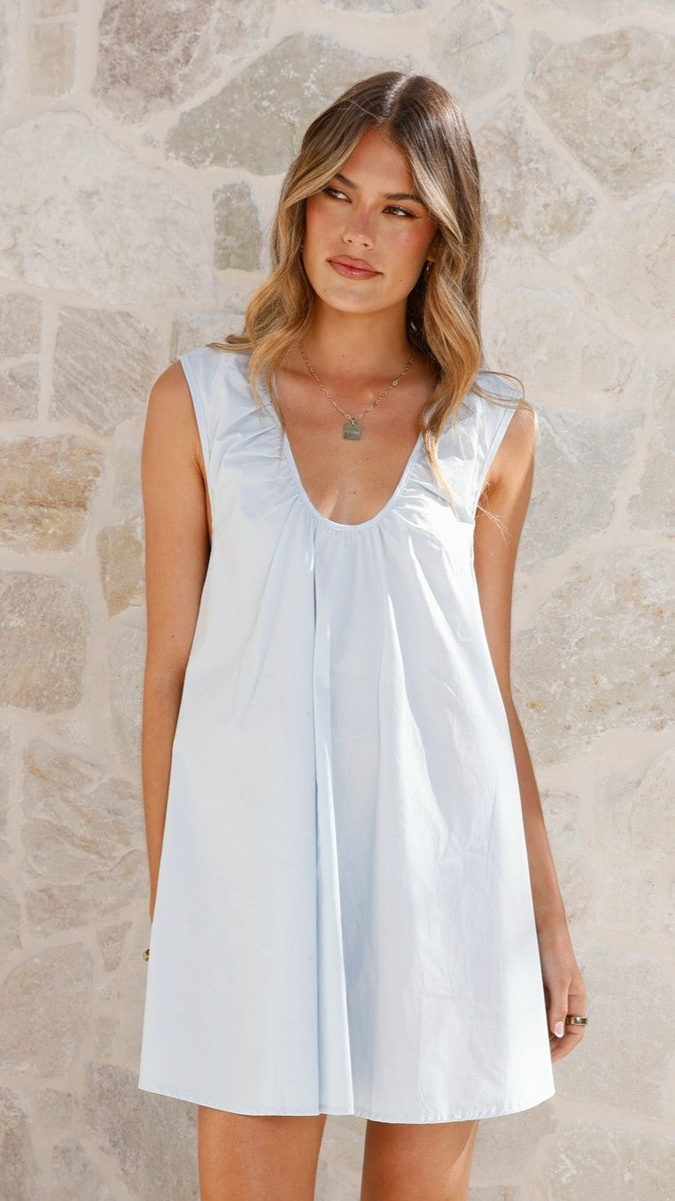 Vanessa Oversized Mini Dress - Blue - Billy J
