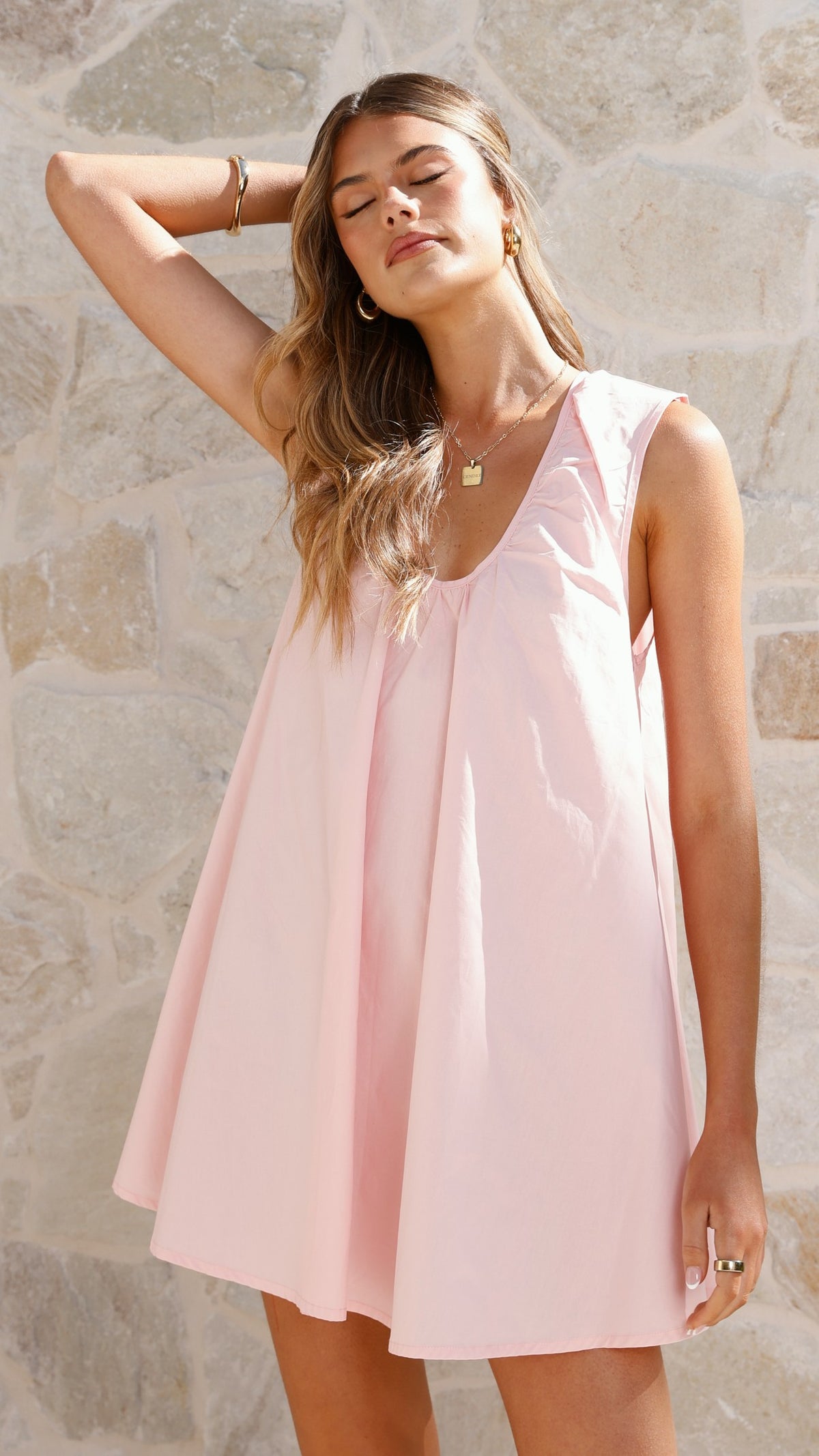 Vanessa Oversized Mini Dress - Pink - Billy J