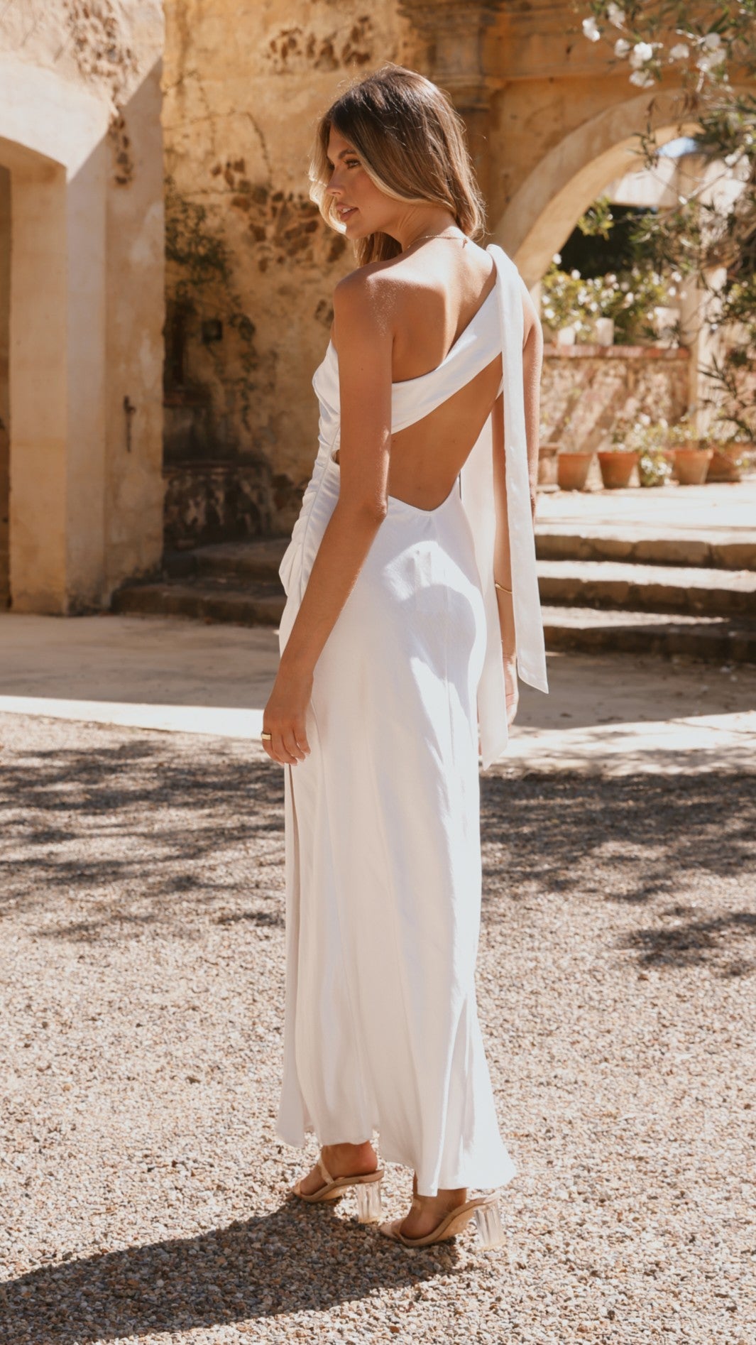 Halle One Shoulder Maxi Dress - Ivory - Billy J