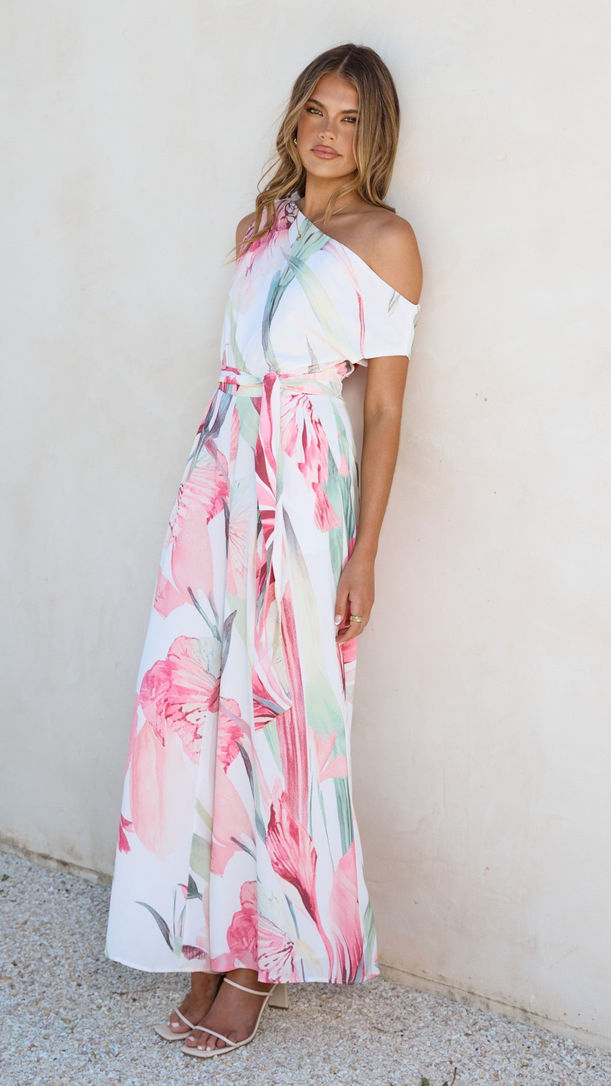 Oasis One Shoulder Jumpsuit - Pink Floral - Billy J