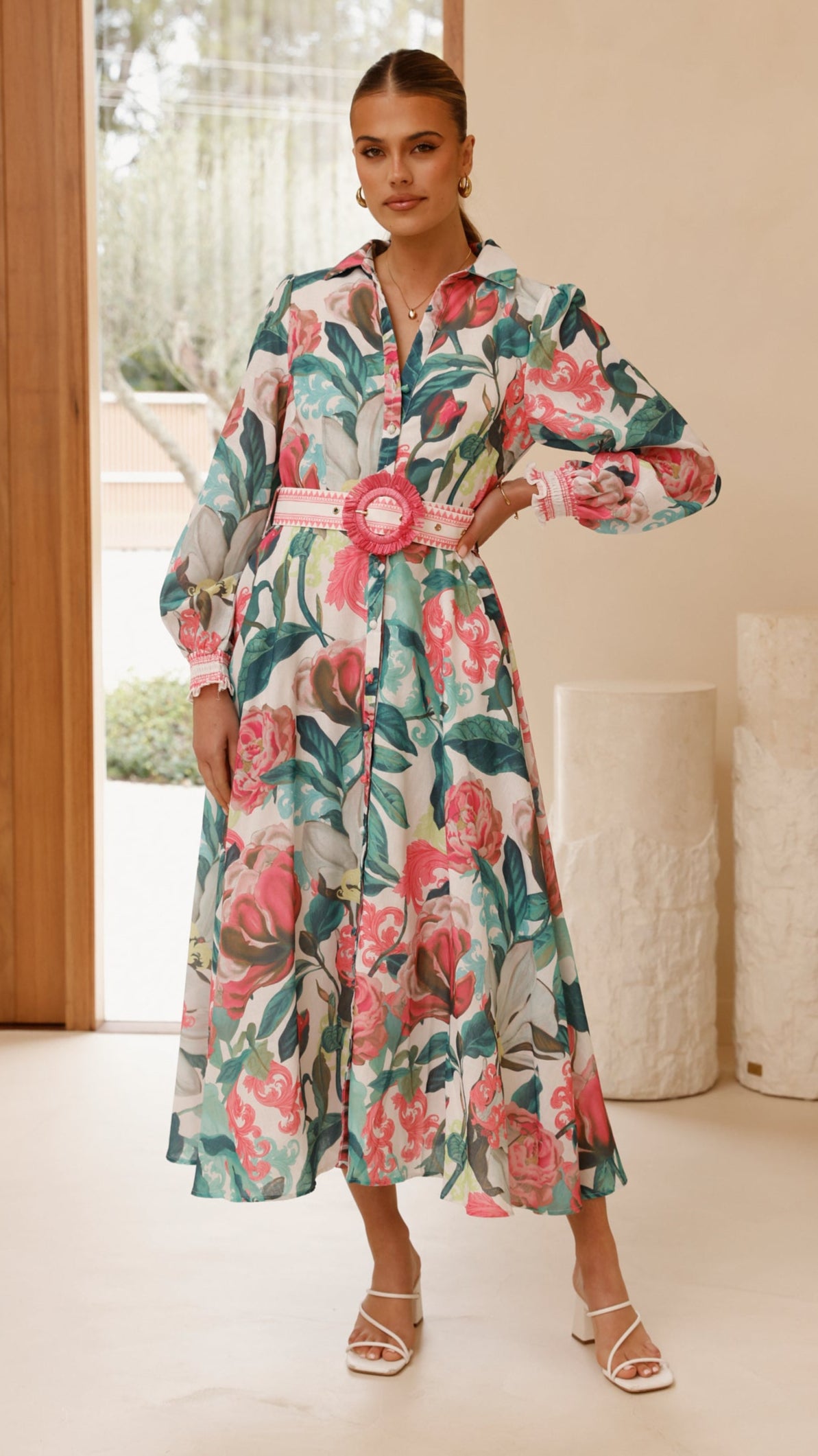 Aida Long Sleeve Maxi Dress - Spritz Pink - Billy J