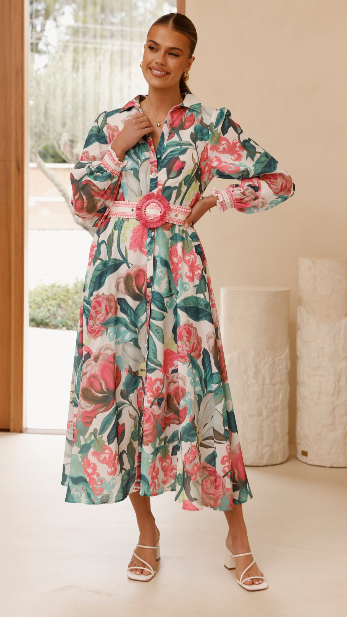 Aida Long Sleeve Maxi Dress - Spritz Pink - Billy J