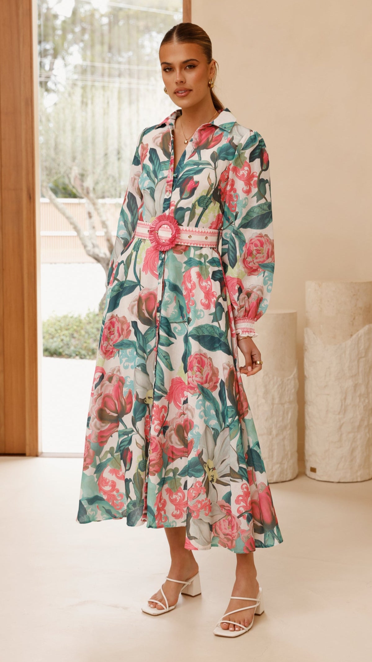 Aida Long Sleeve Maxi Dress - Spritz Pink - Billy J