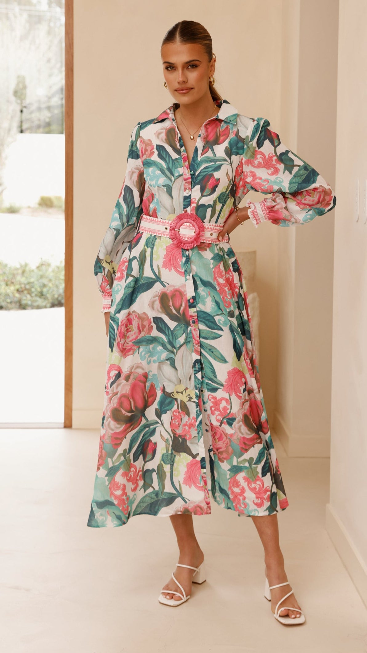 Aida Long Sleeve Maxi Dress - Spritz Pink - Billy J