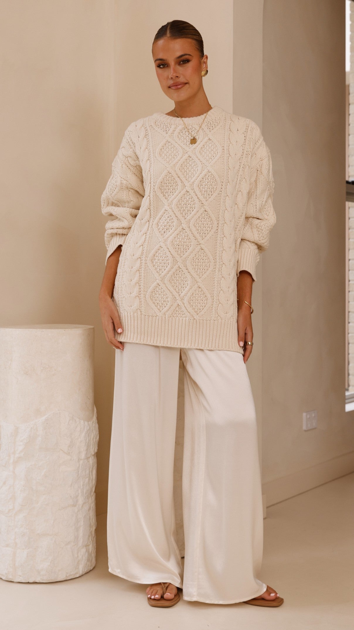 Luna Knit Sweater - Cream - Billy J