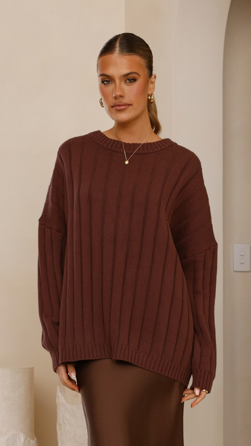Naiva Oversized Knit - Brown - Billy J
