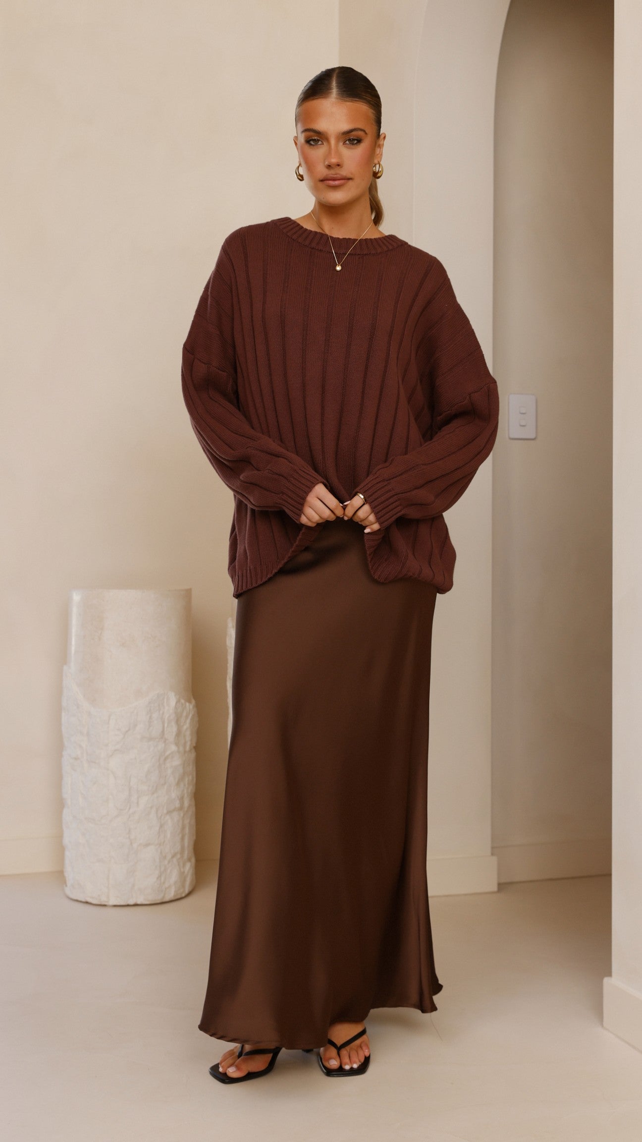 Naiva Oversized Knit - Brown - Billy J