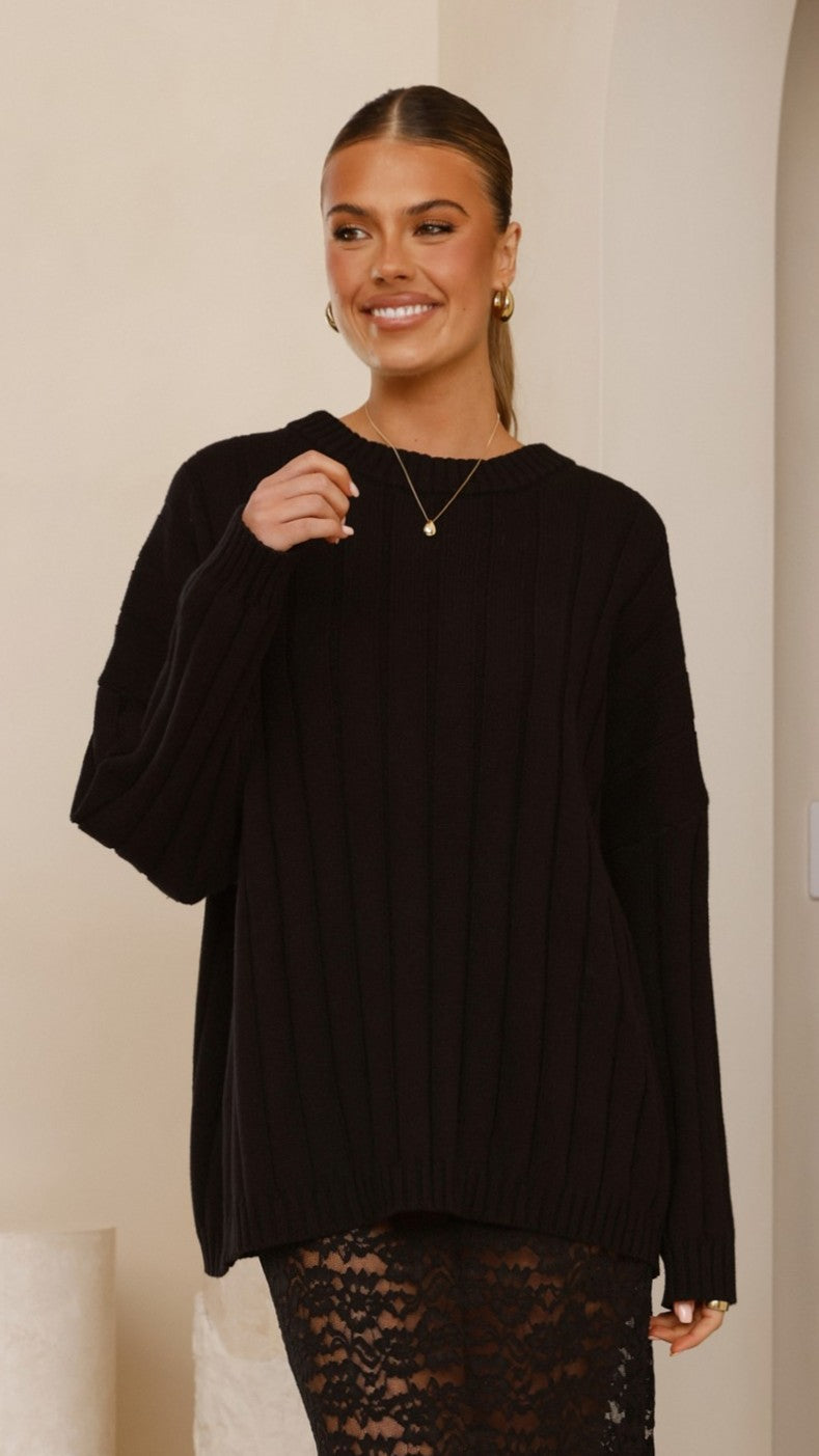 Naiva Oversized Knit - Black - Billy J