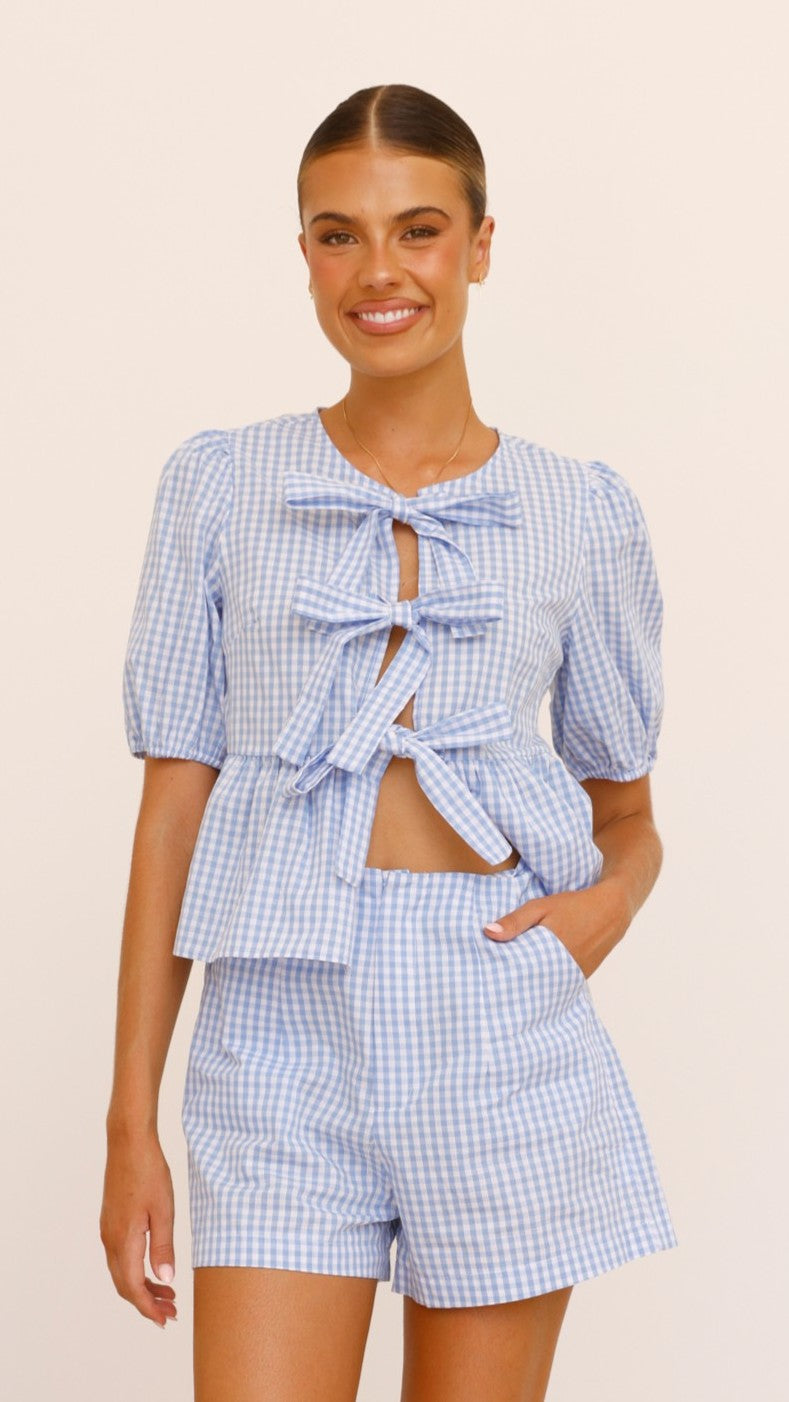 Belle Shorts - Blue Check - Billy J