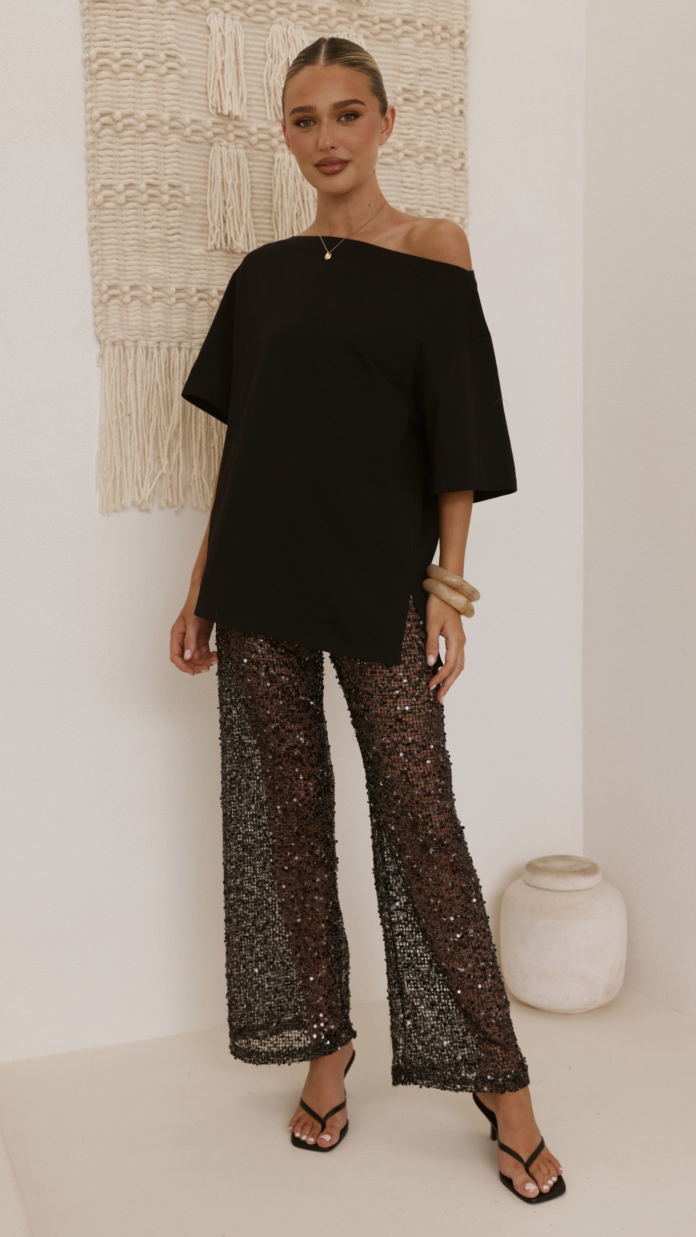 Zinnia Sequins Pant - Black - Billy J