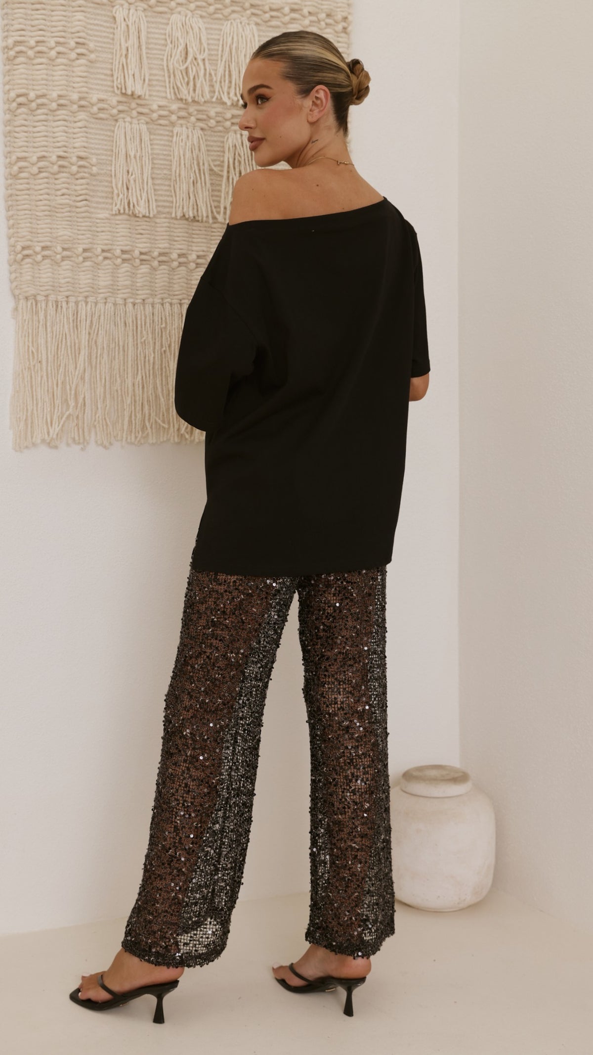 Zinnia Sequins Pant - Black - Billy J
