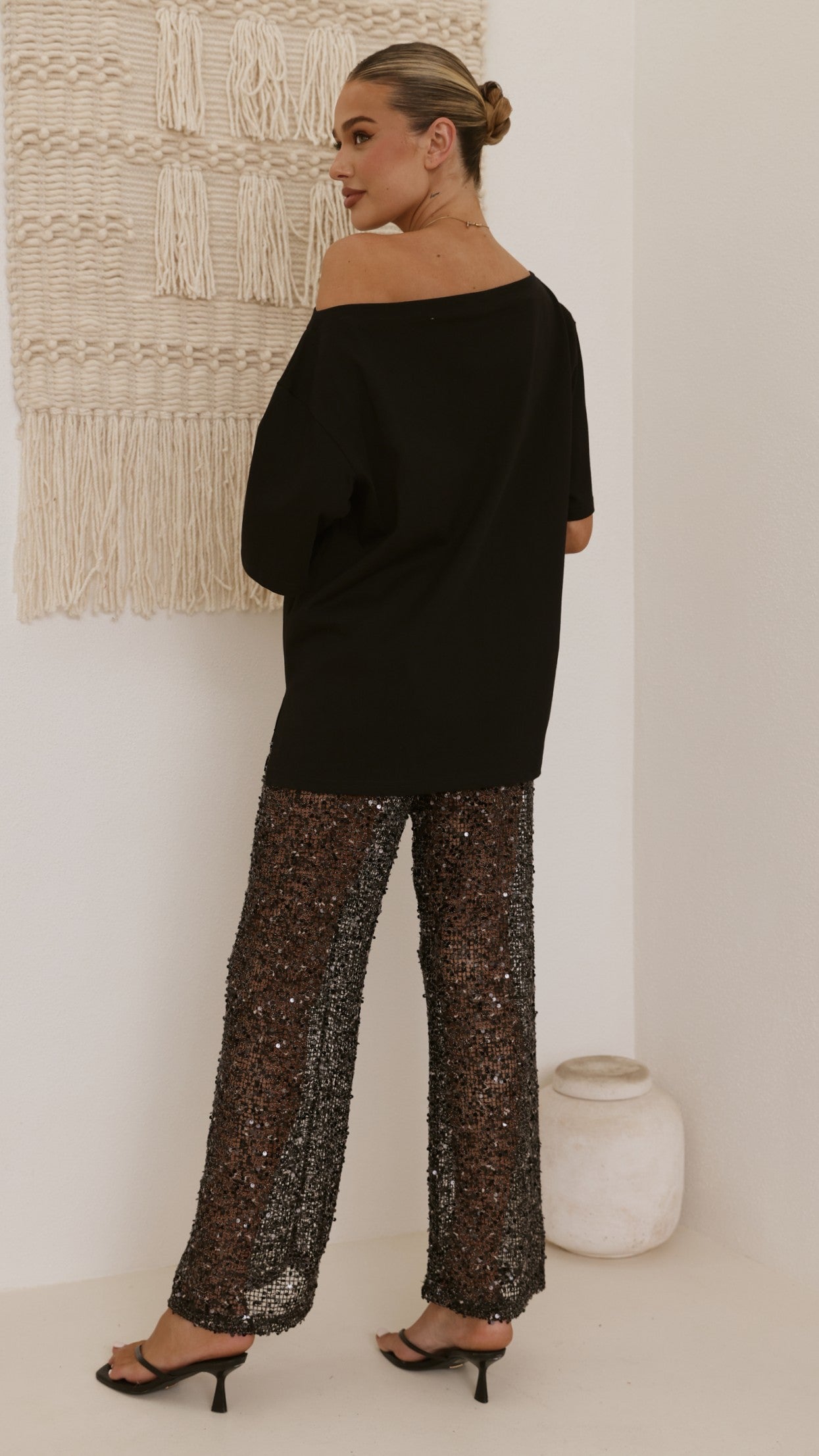 Zinnia Sequins Pant - Black - Billy J