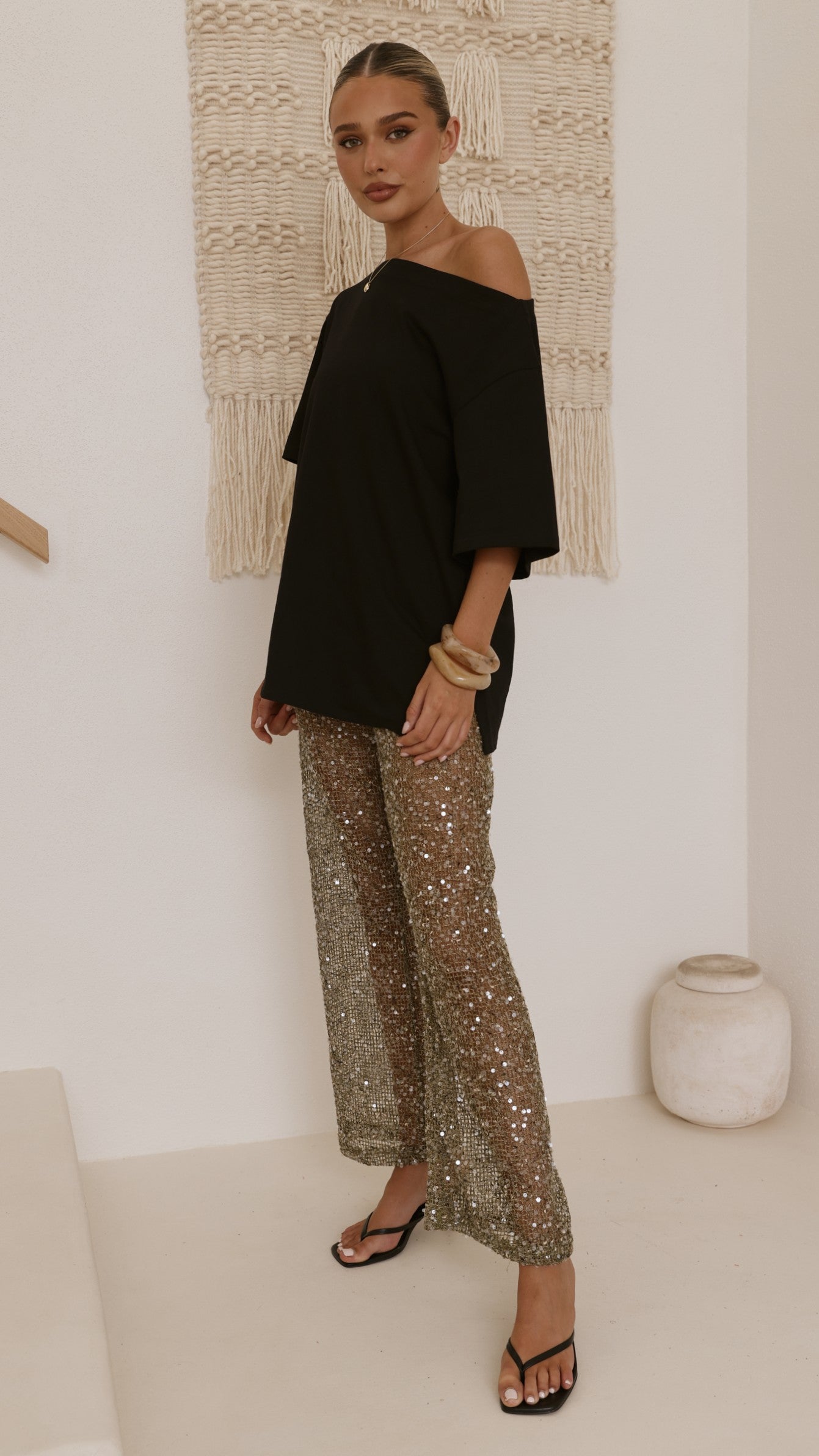 Zinnia Sequins Pant - Khaki - Billy J