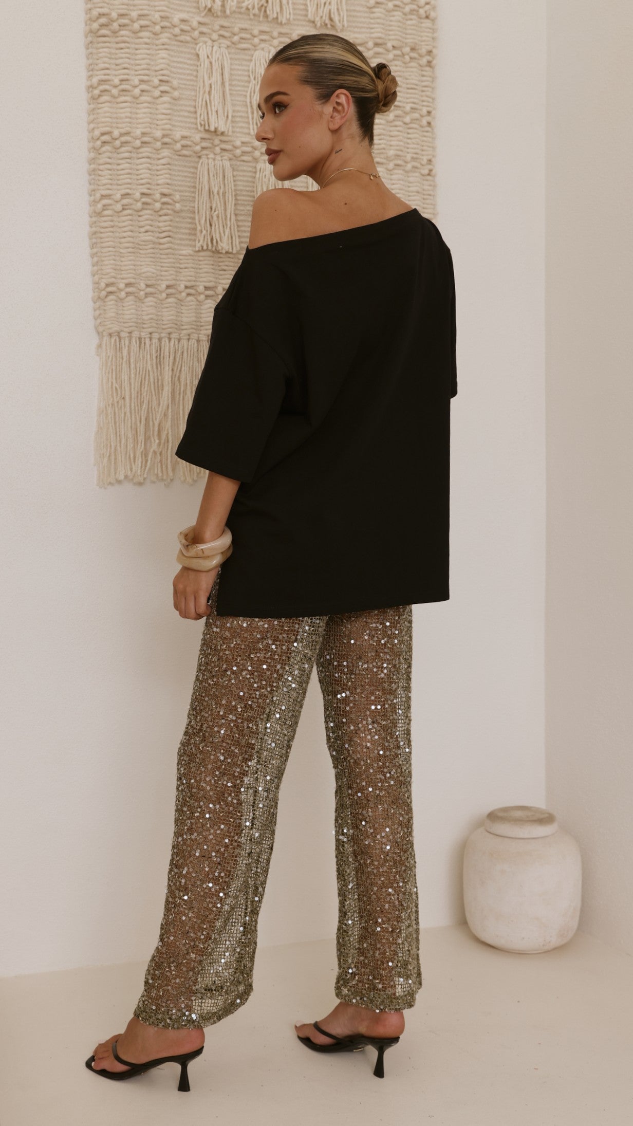 Zinnia Sequins Pant - Khaki - Billy J