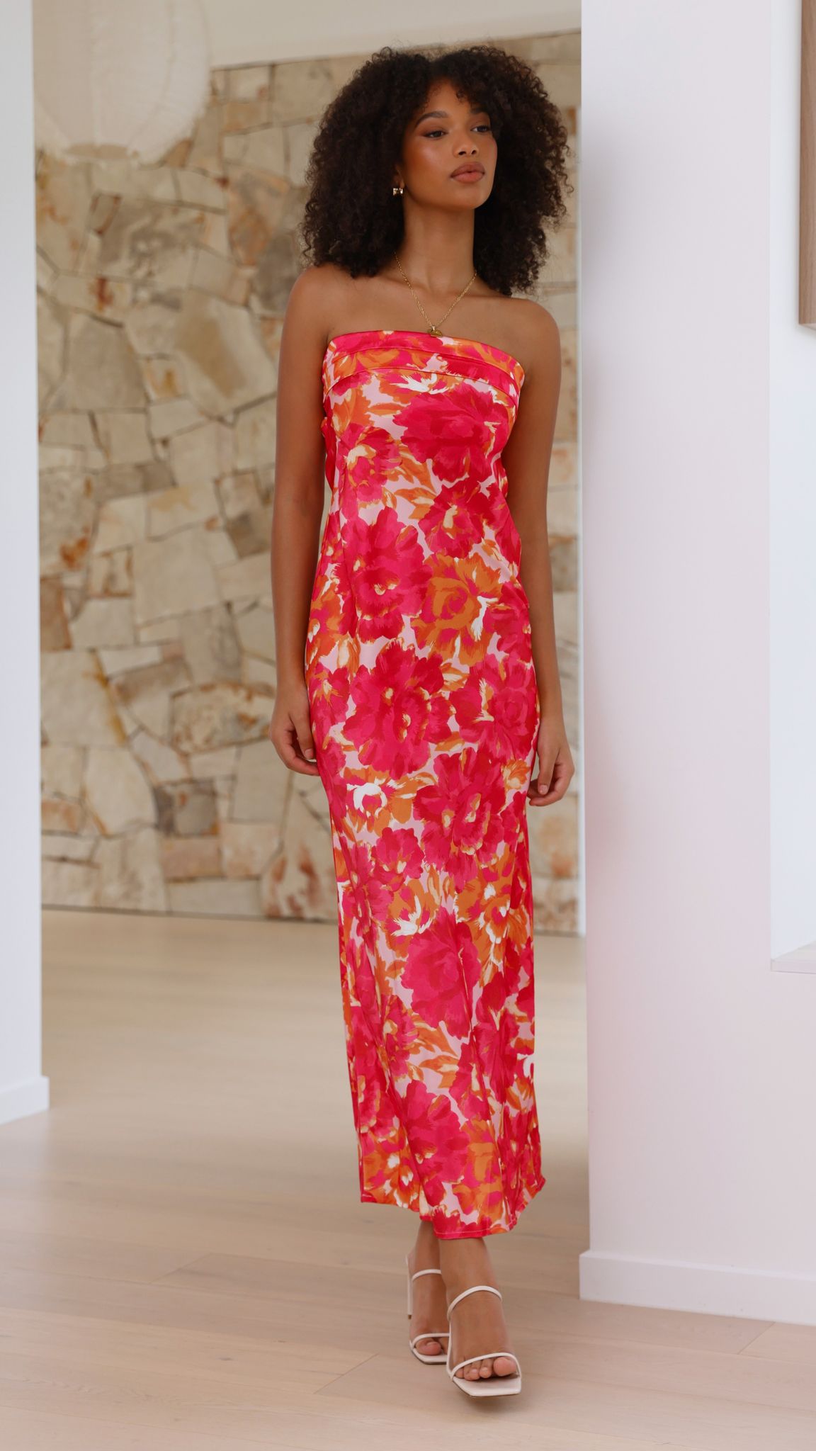 Miya Maxi Dress - Pink/Red Floral - Billy J