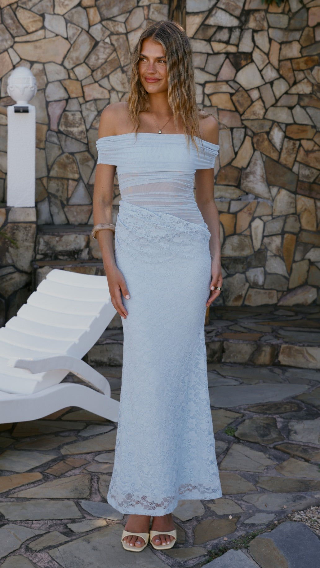 Tiarna Off The Shoulder Maxi Dress - Blue - Billy J