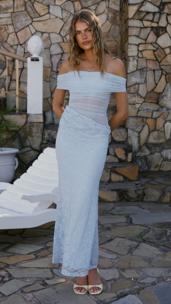 Tiarna Off The Shoulder Maxi Dress - Blue - Billy J