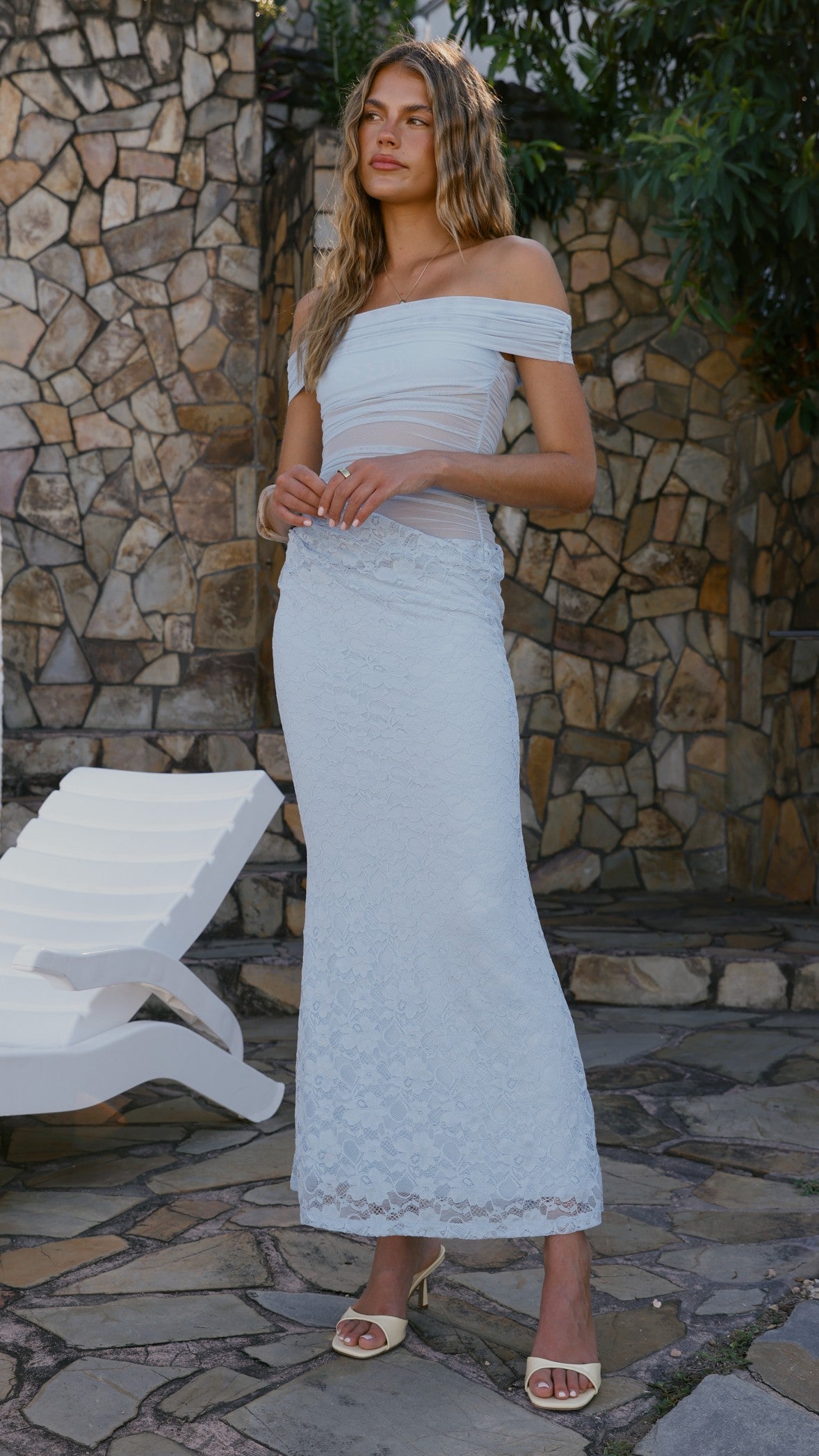 Tiarna Off The Shoulder Maxi Dress - Blue - Billy J