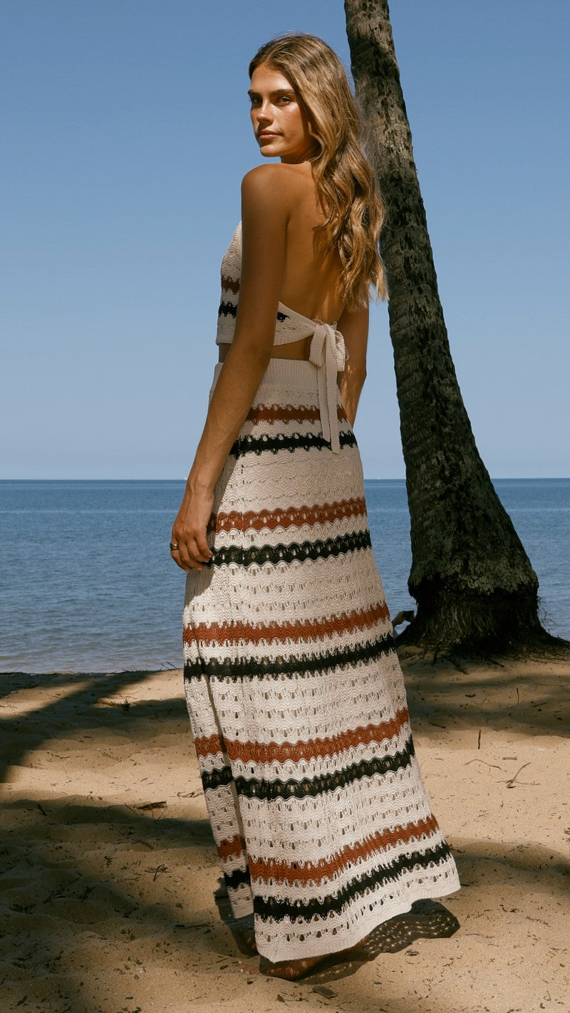 Kamali Halter Neck Top - Natural Stripe - Billy J