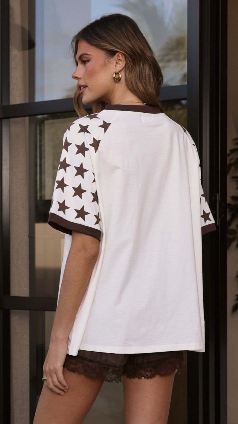 Ride Or Die Oversized T-Shirt - White/Brown - Billy J