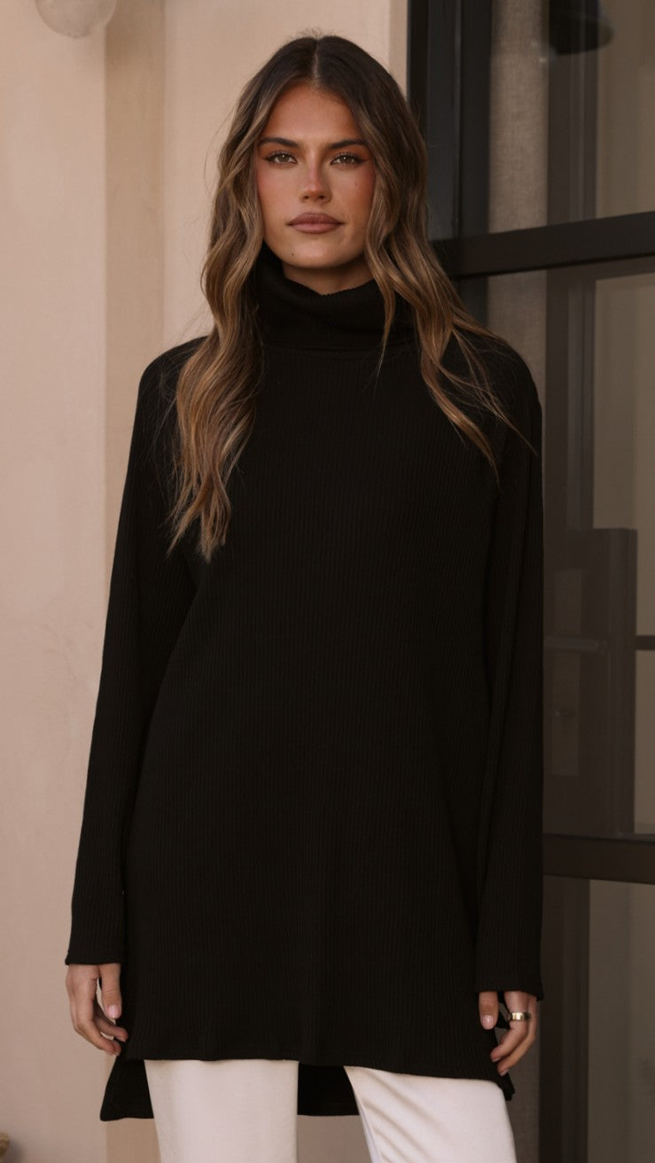 Ravio Oversized Rib Knit - Black - Billy J