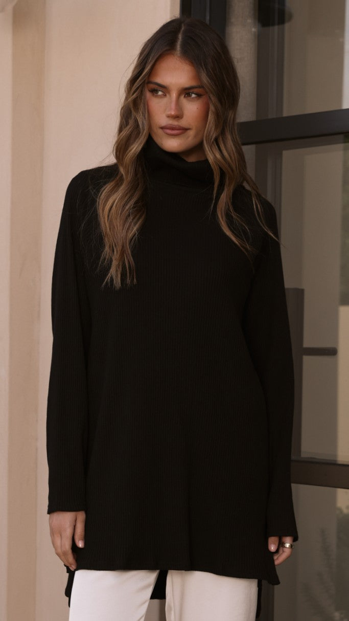 Ravio Oversized Rib Knit - Black - Billy J