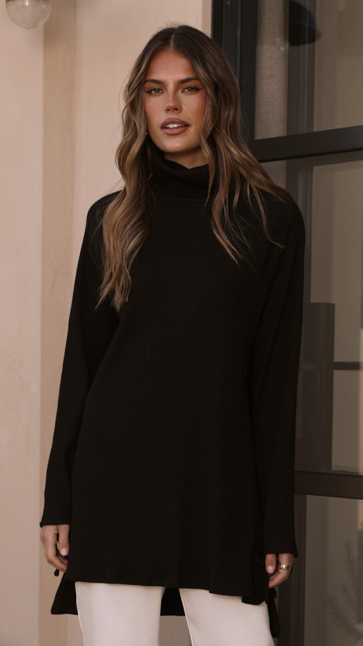 Ravio Oversized Rib Knit - Black - Billy J