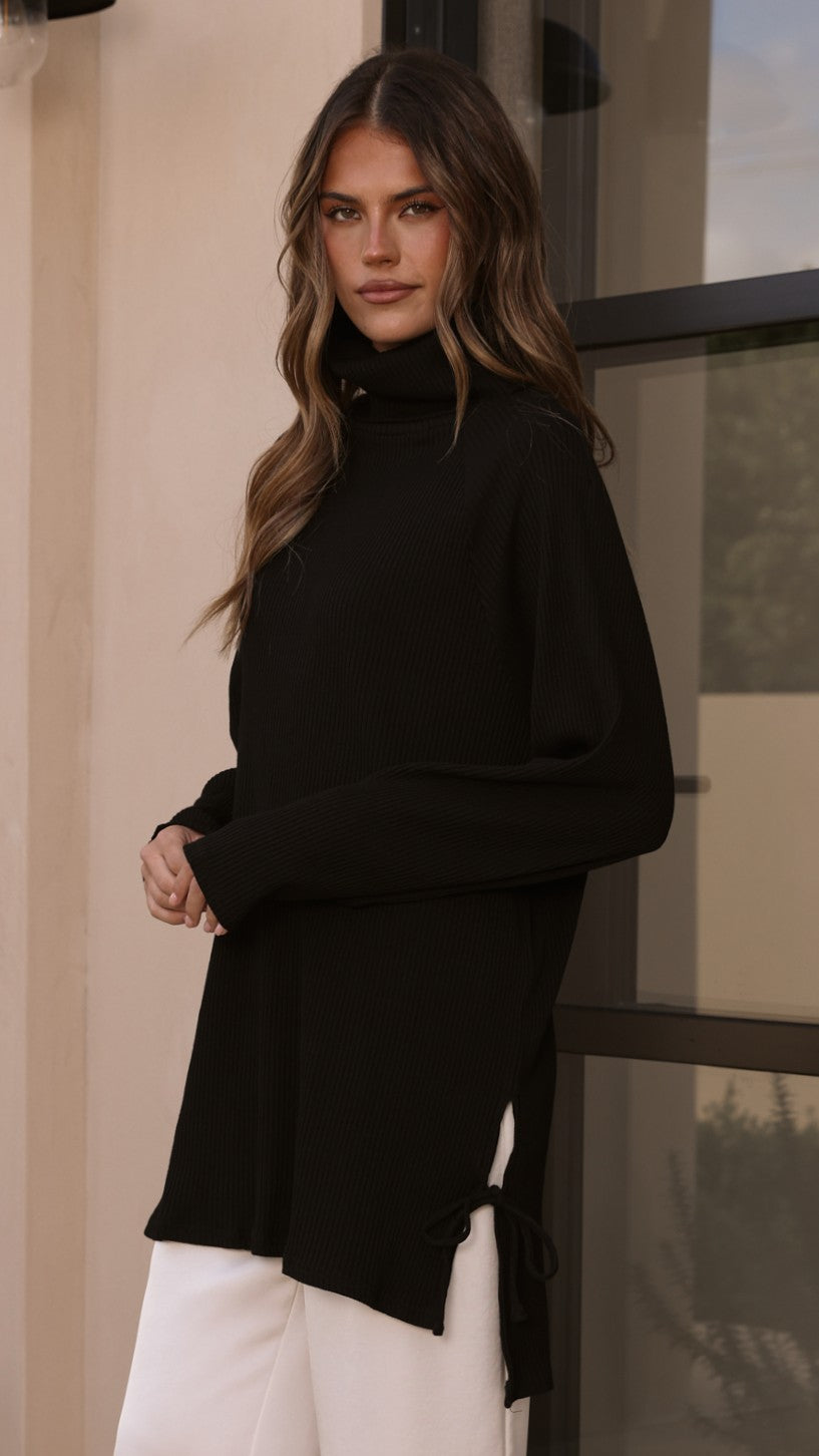 Ravio Oversized Rib Knit - Black - Billy J
