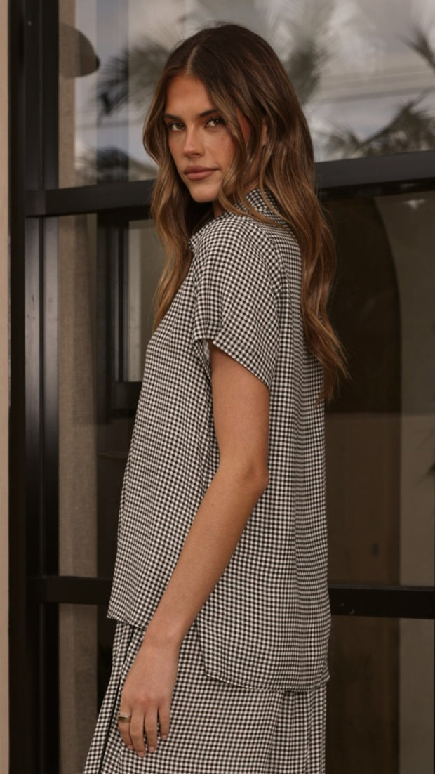Zoelle Button Up Shirt - Black Gingham - Billy J
