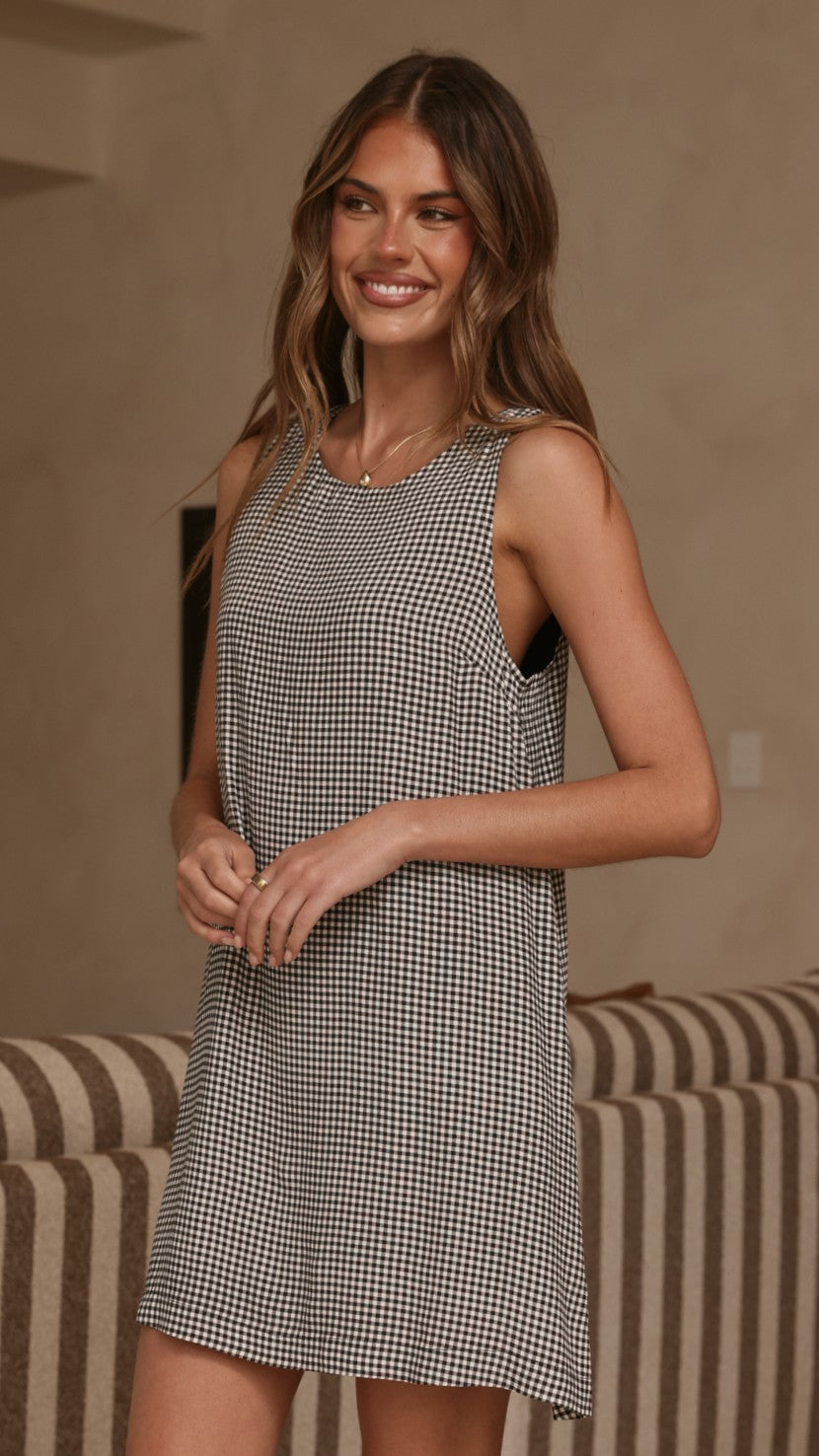 Zoelyn Mini Dress - Black Gingham - Billy J