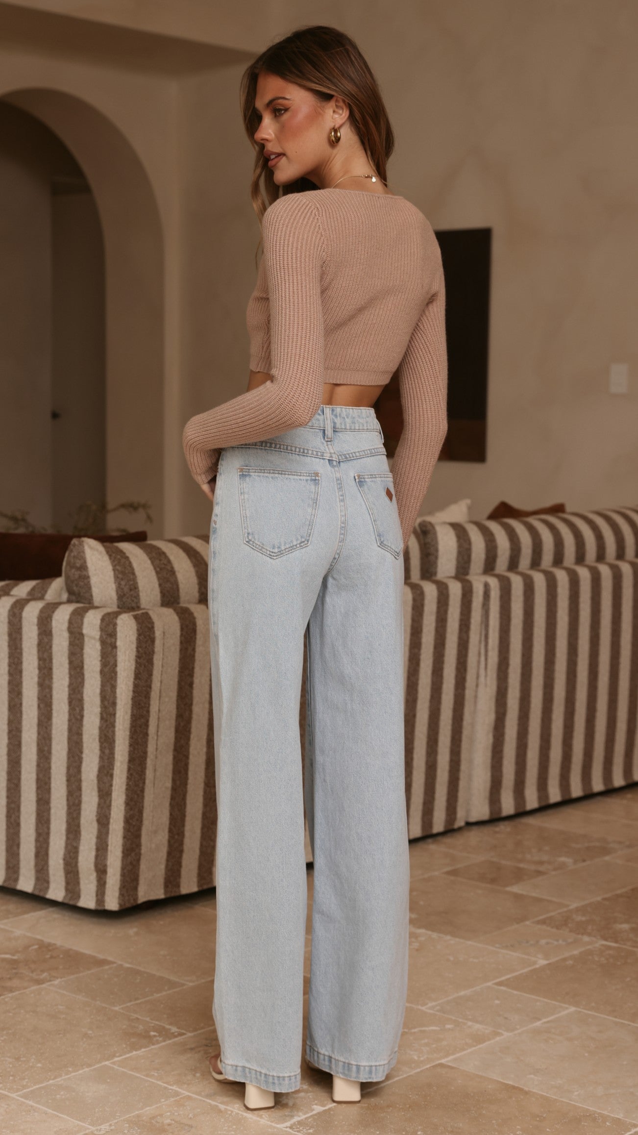 Lacy Long Sleeve Top - Mocha - Billy J