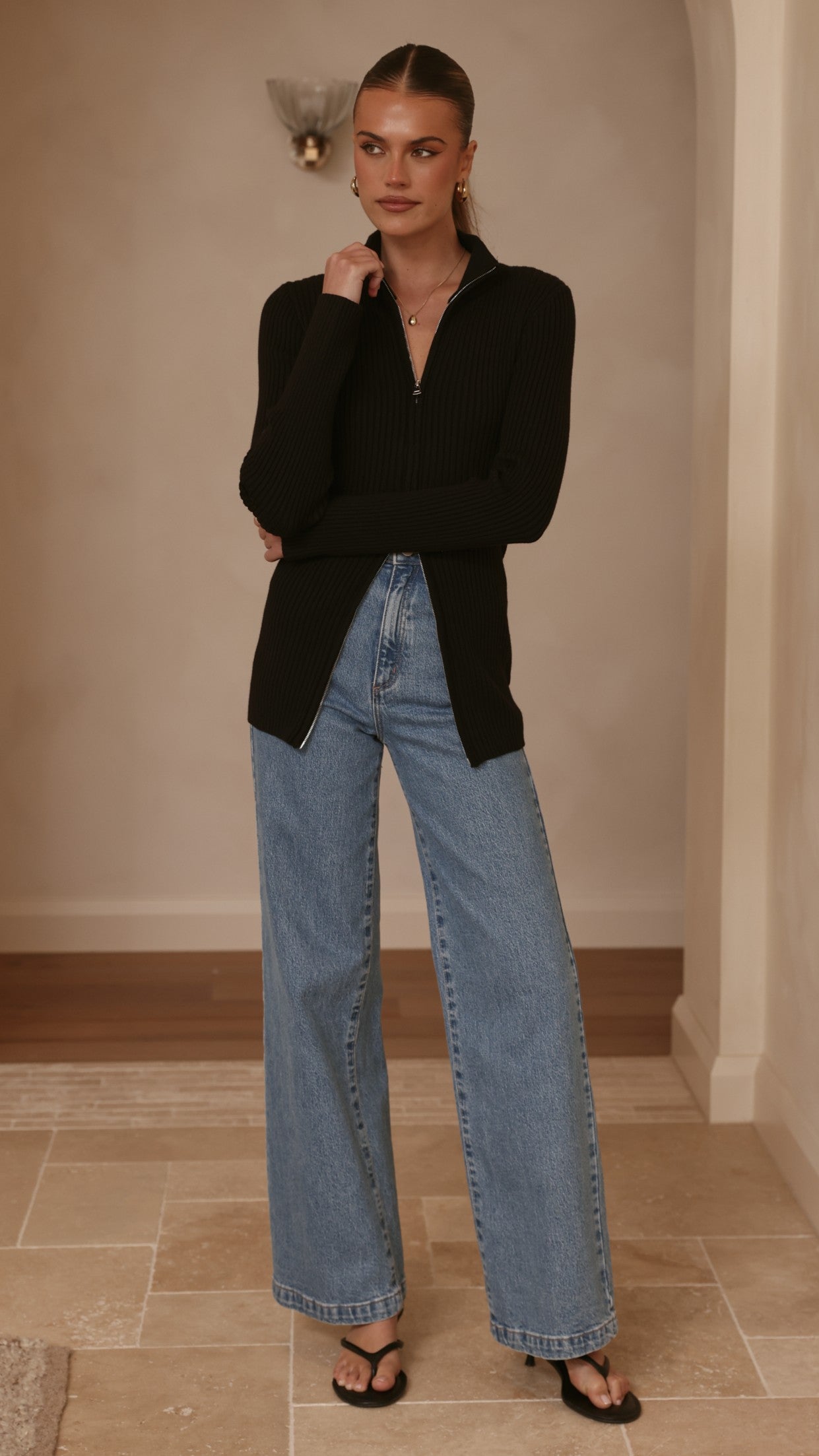 Cleo Long Sleeve Top - Black - Billy J
