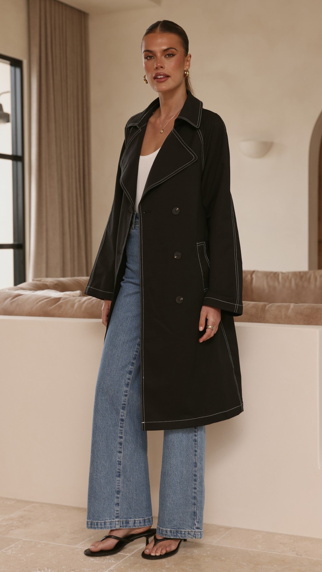 Cora Trench Coat - Black - Billy J