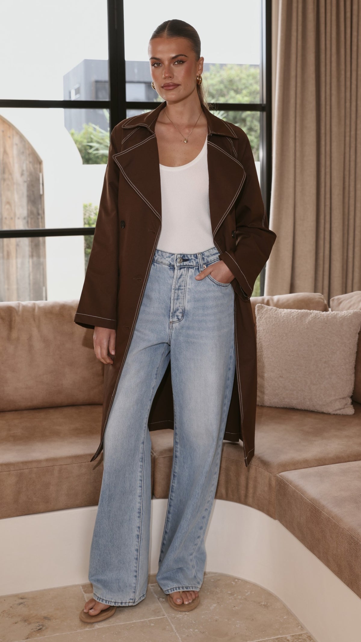 Cora Trench Coat - Brown - Billy J