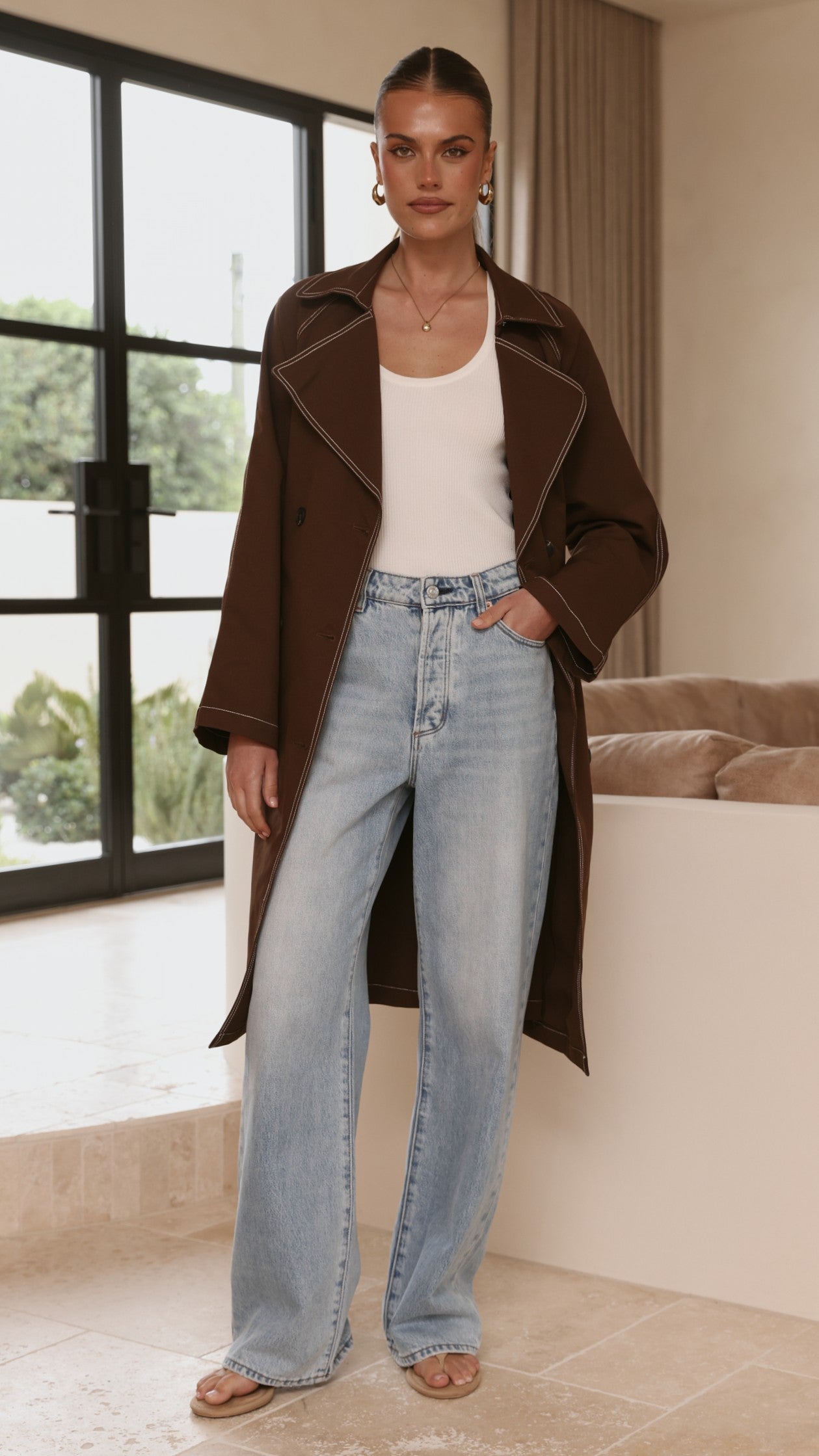 Cora Trench Coat - Brown - Billy J
