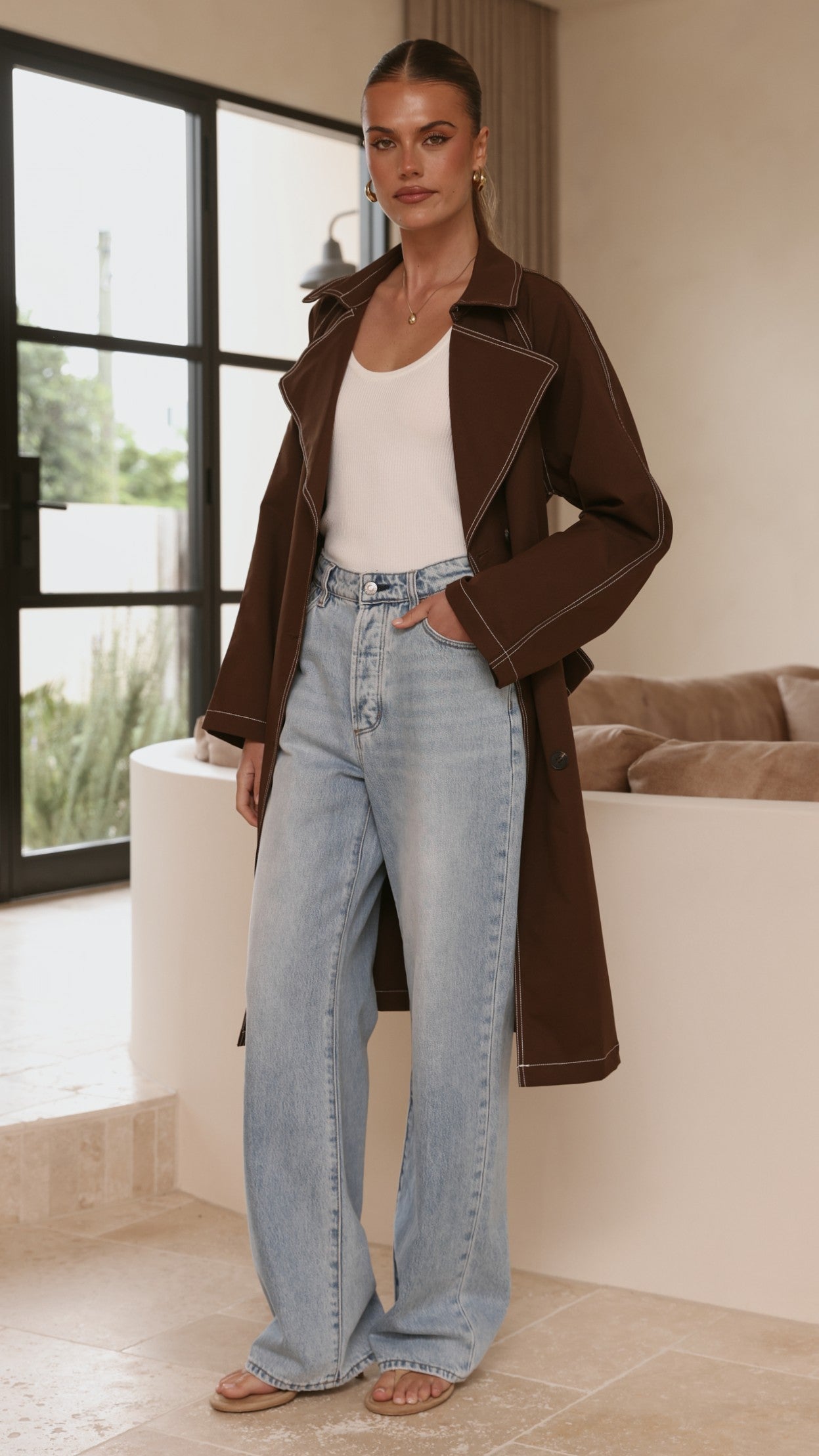 Cora Trench Coat - Brown - Billy J