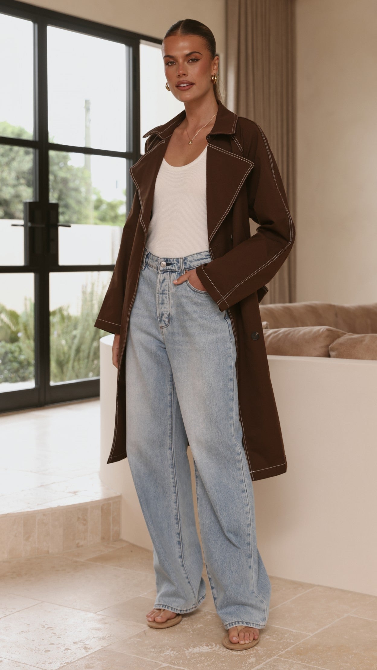 Cora Trench Coat - Brown - Billy J