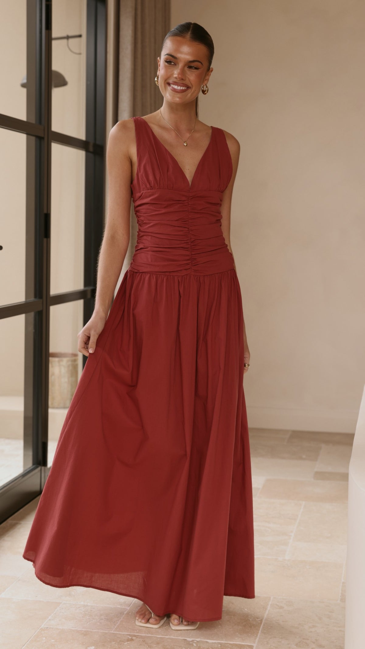 Sanya Maxi Dress - Burgundy - Billy J