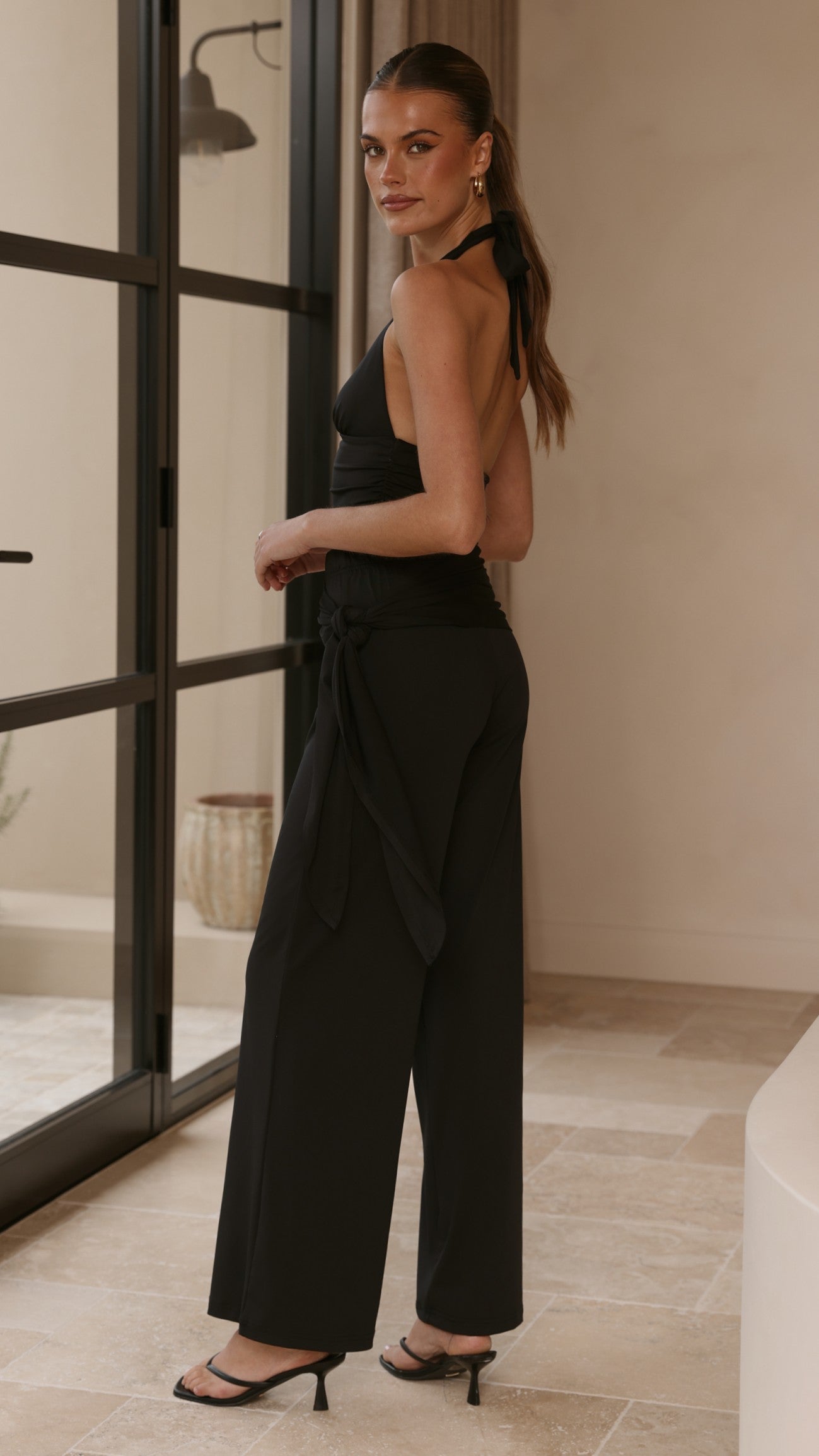 Sarki Wrap Waist Pants - Black - Billy J