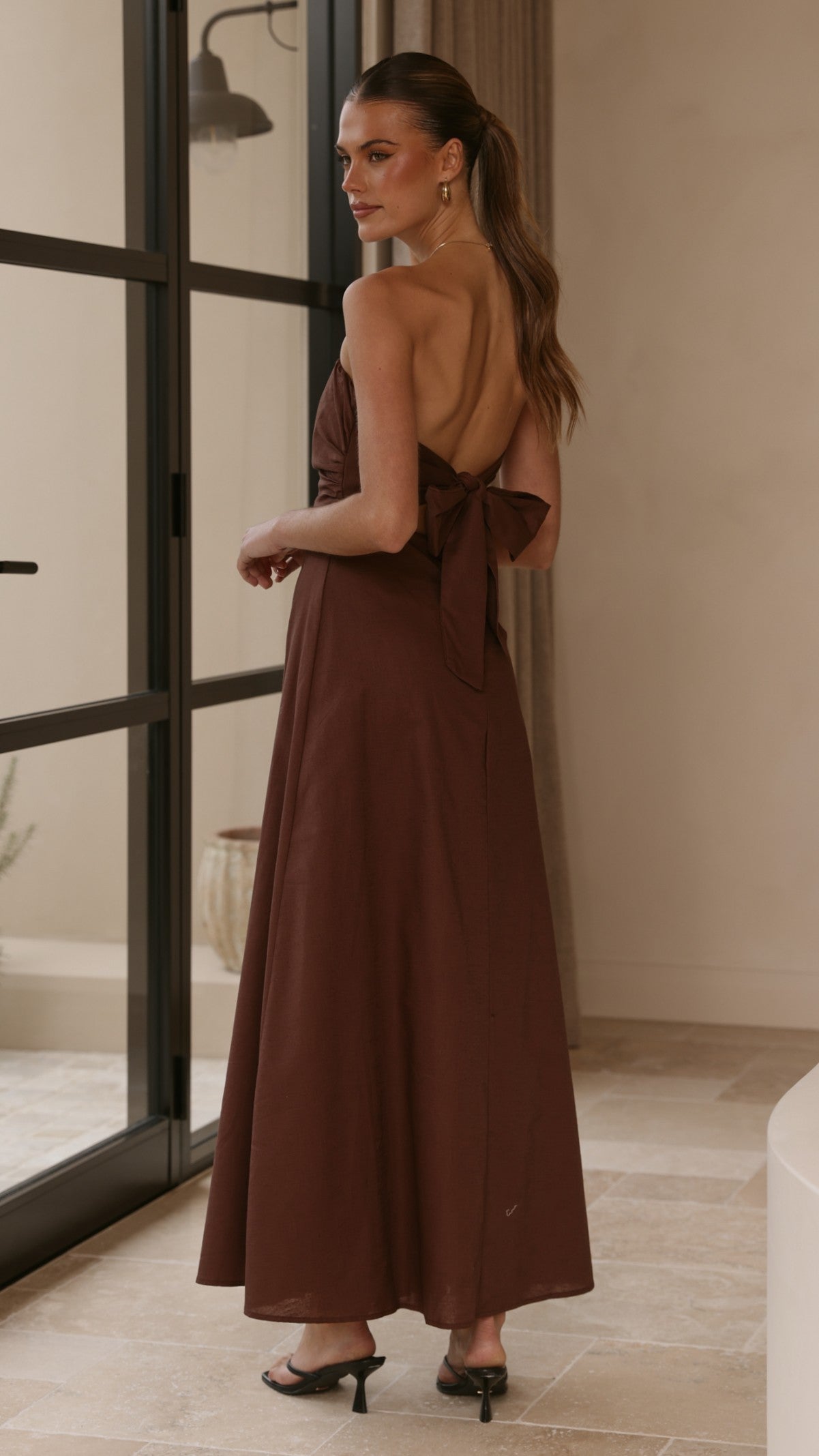 Bolivia Strapless Maxi Dress - Chocolate - Billy J